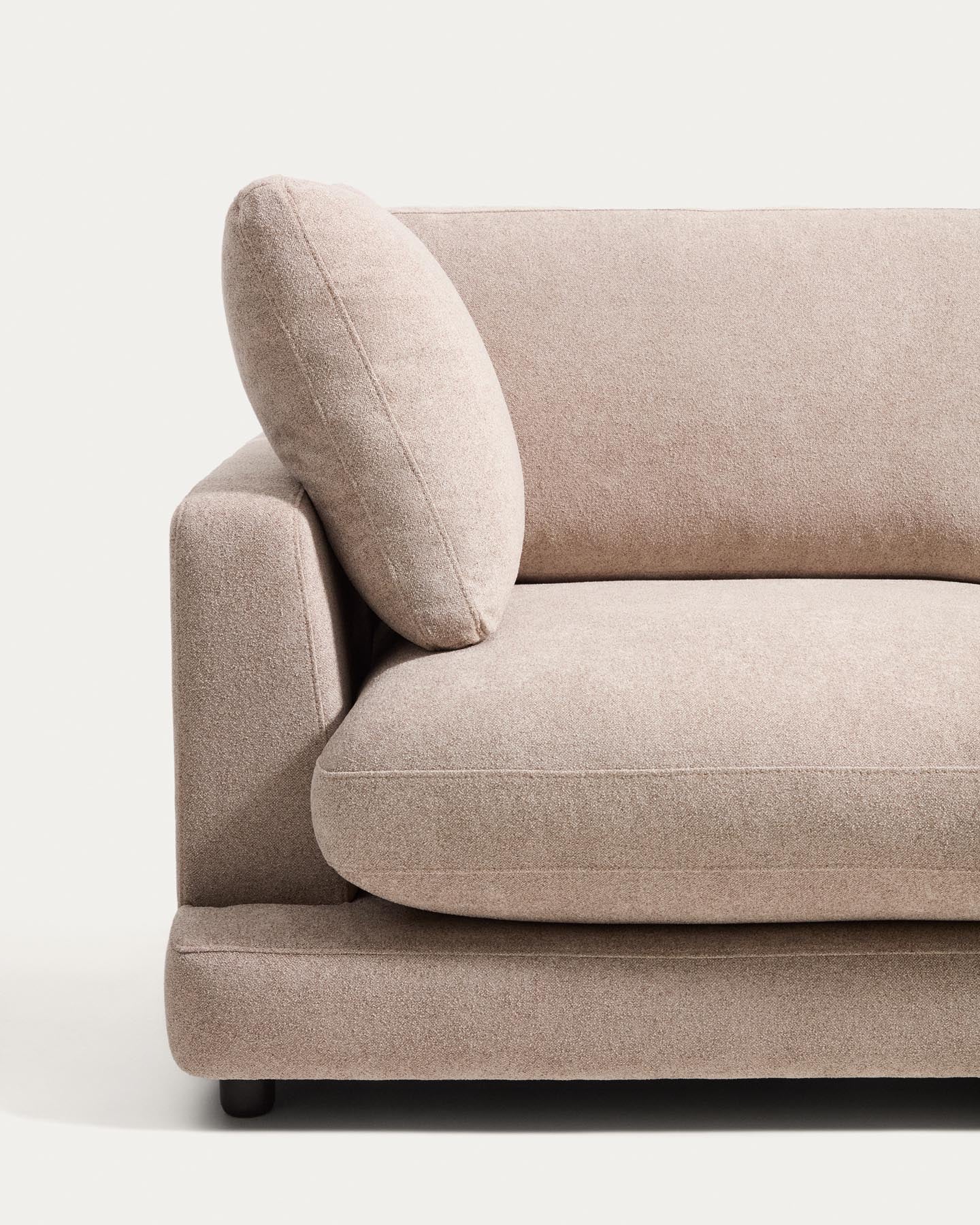 5-Sitzer-Ecksofa Gala mit Randmodul rechts aus beigem Microbouclé, FSC Mix Credit, 300 x 225 cm in Beige präsentiert im Onlineshop von KAQTU Design AG. L-Sofa rechts ist von Kave Home