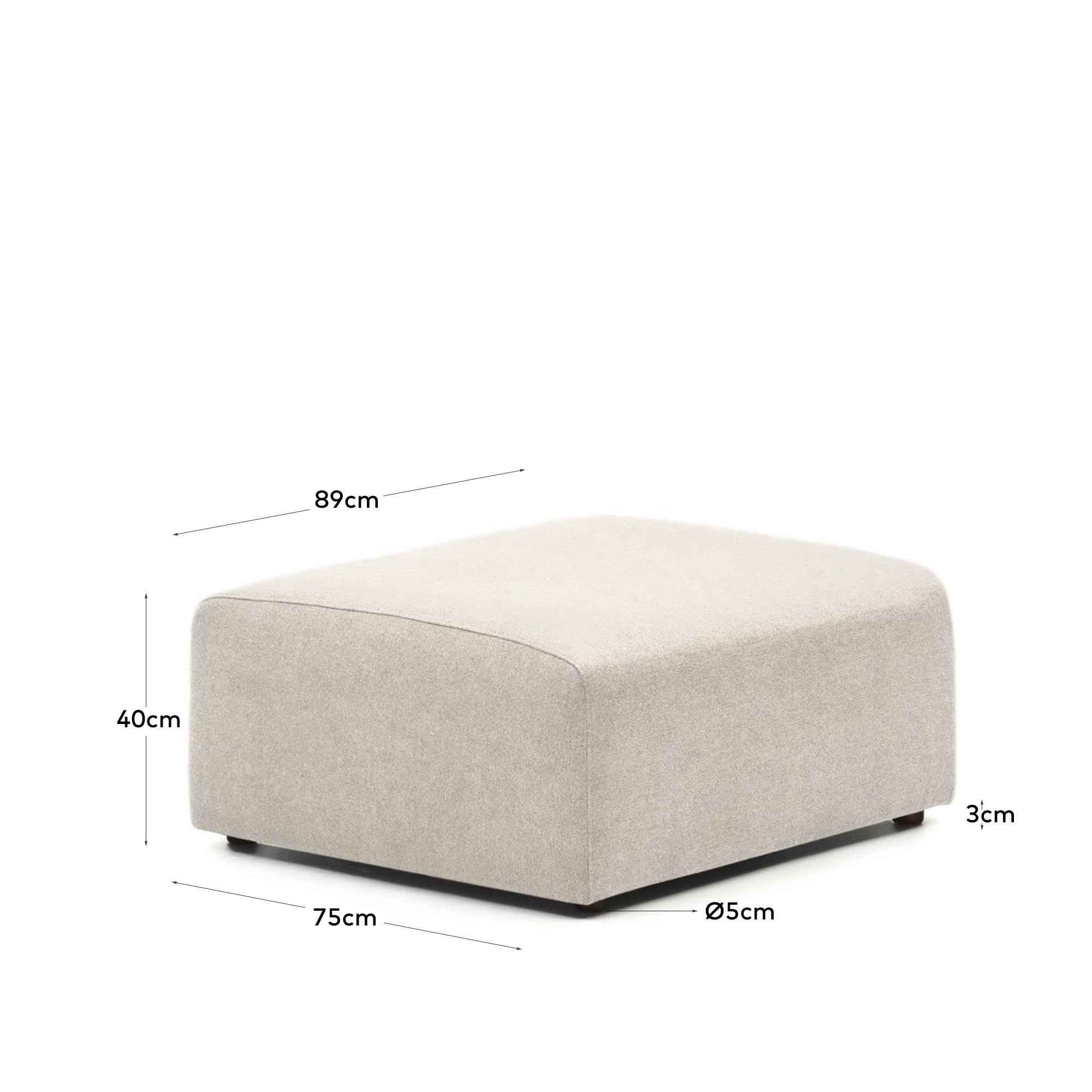 Neom Pouf Randmodul in Beige (75 x 89 cm) von Kave Home: Modulares Möbelstück für individuelles Wohndesign und umweltfreundlichen Komfort.