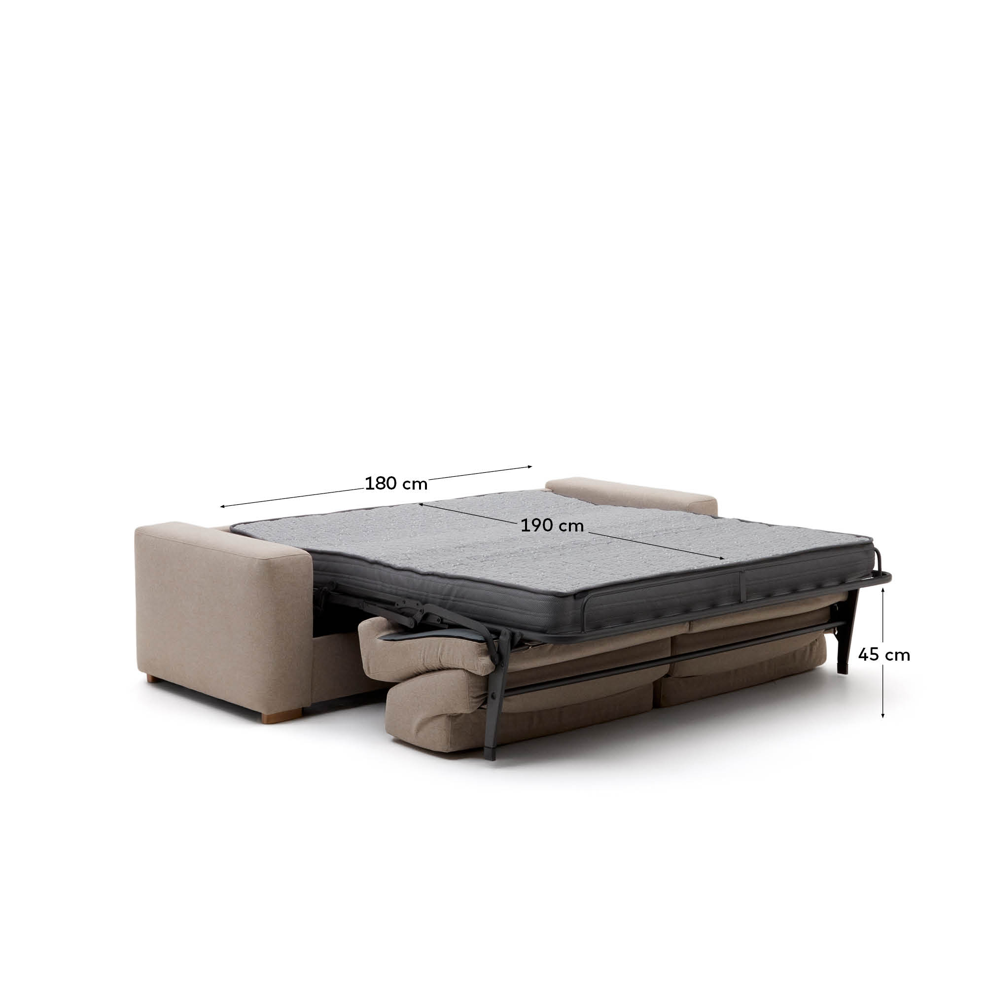 Erleben Sie das elegante Anley 4-Sitzer-Bettsofa in Beige von Kave Home – perfekt für Ihr Wohnzimmer, komfortabel und nachhaltig gestaltet.