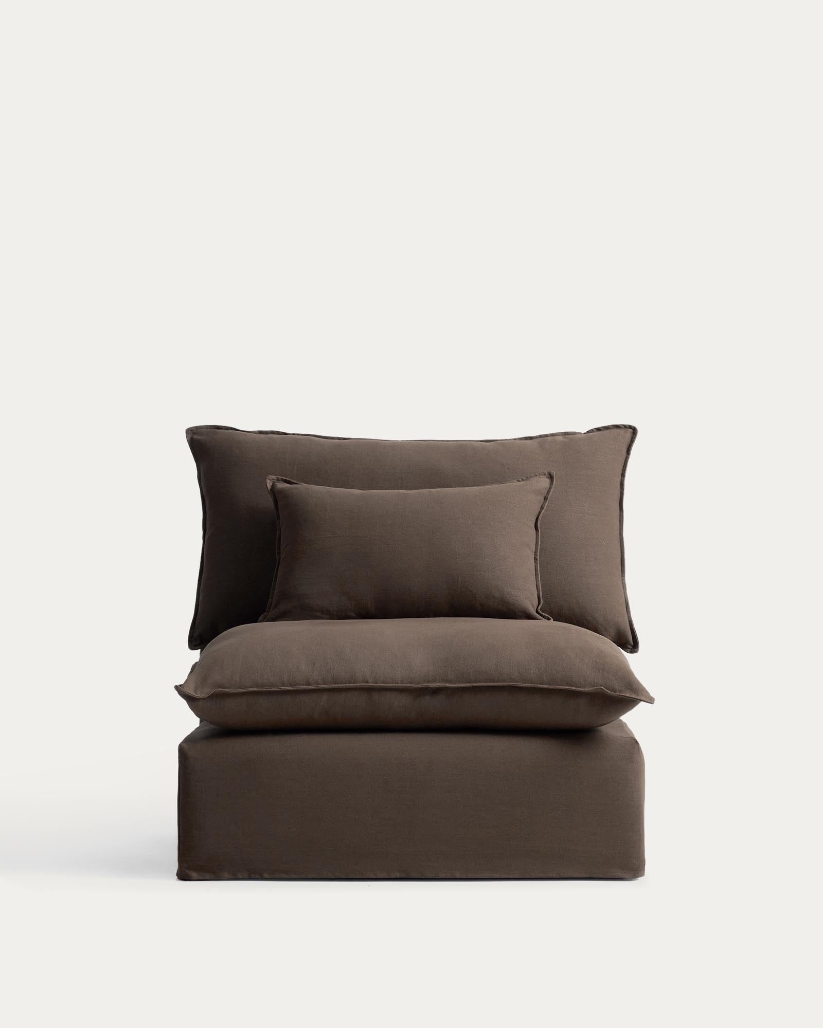 Sessel Anarela mit abnehmbarem Bezug aus Leinen in Taupe, 110 cm, FSC Mix Credit in Taupe präsentiert im Onlineshop von KAQTU Design AG. Sessel ist von Kave Home