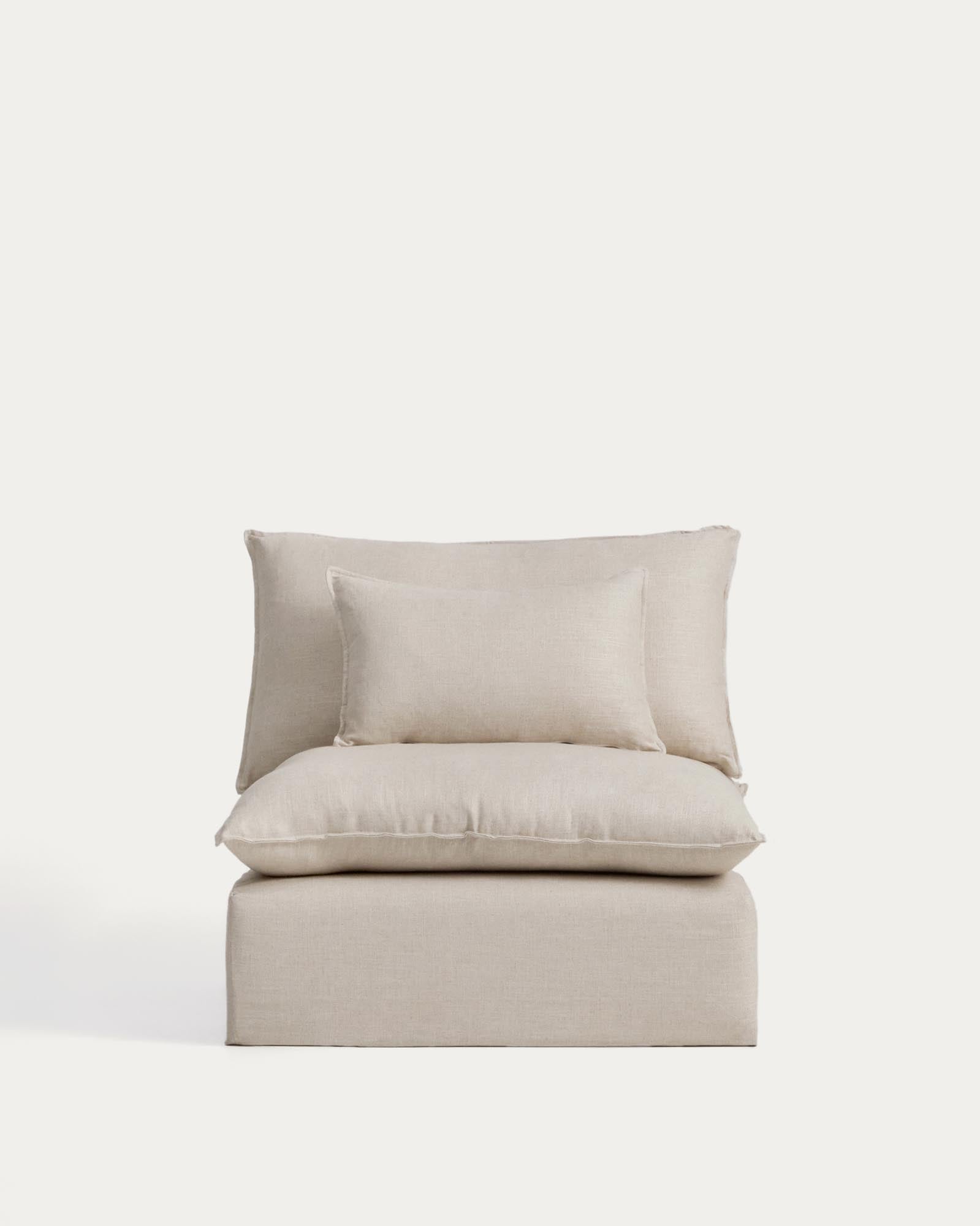 Sessel Anarela mit abnehmbarem Bezug aus Leinen und Viskose in Beige, 110 cm, FSC Mix Credit in Beige präsentiert im Onlineshop von KAQTU Design AG. Sessel ist von Kave Home
