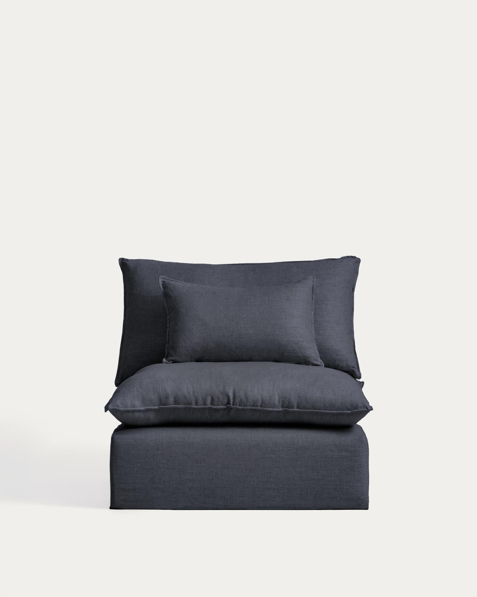Sessel Anarela mit abnehmbarem Bezug aus Leinen und Viskose in Dunkelgrau, 110 cm, FSC Mix Credit in Dunkelgrau präsentiert im Onlineshop von KAQTU Design AG. Sessel ist von Kave Home