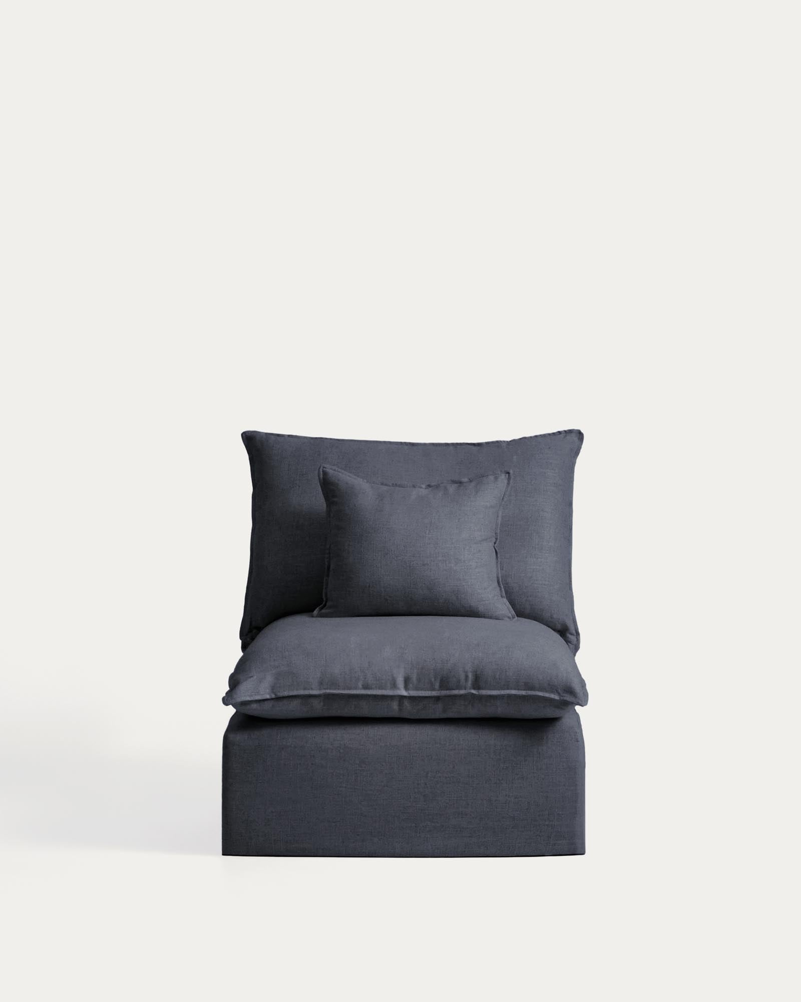 Sessel Anarela mit abnehmbarem Bezug aus Leinen und Viskose in Dunkelgrau, 90 cm, FSC Mix Credit in Dunkelgrau präsentiert im Onlineshop von KAQTU Design AG. Sessel ist von Kave Home