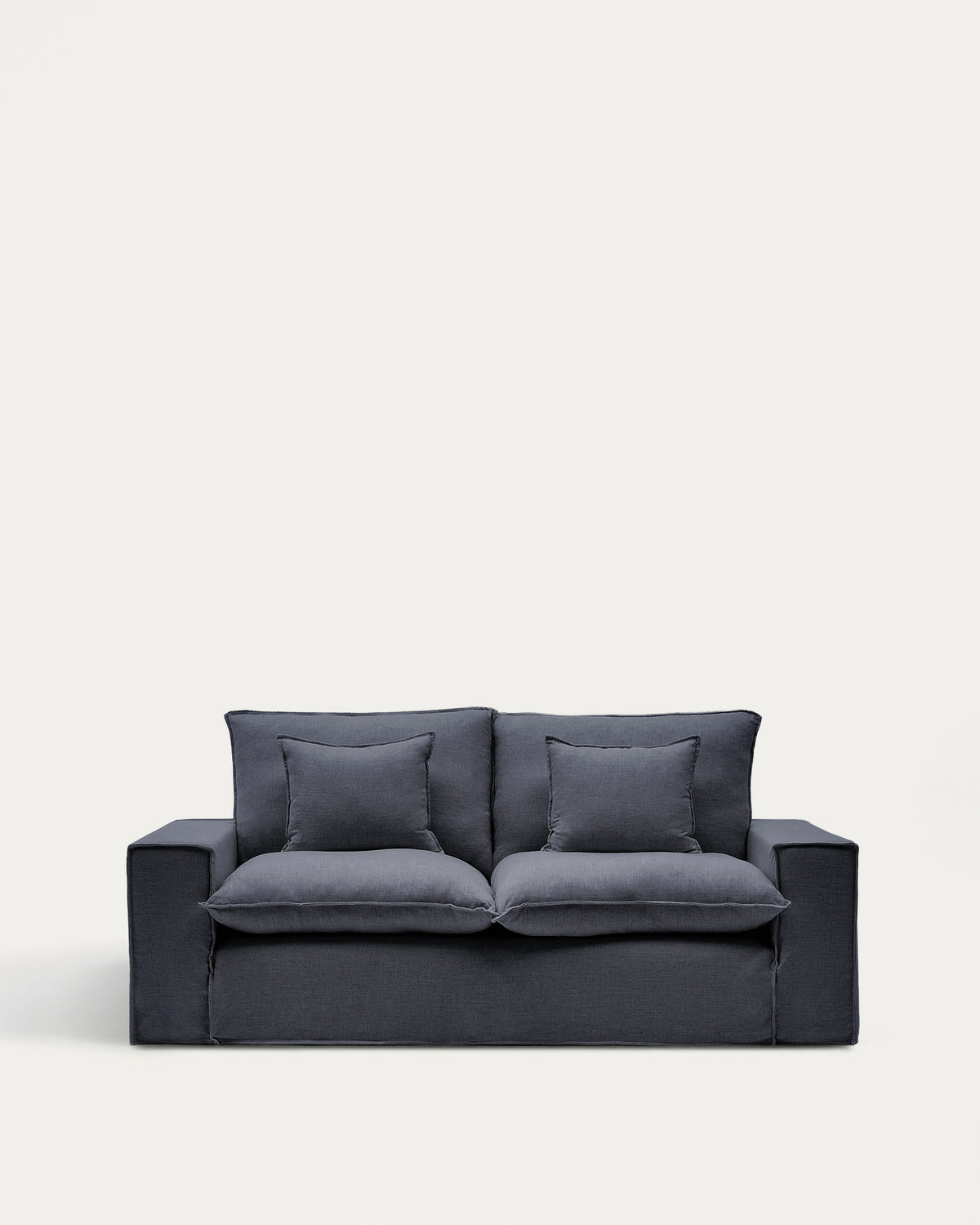2-Sitzer-Sofa Anarela mit abnehmbarem Bezug aus Leinen und Viskose in Dunkelgrau, 220 cm, FSC Mix Credit in Dunkelgrau präsentiert im Onlineshop von KAQTU Design AG. 2er Sofa ist von Kave Home