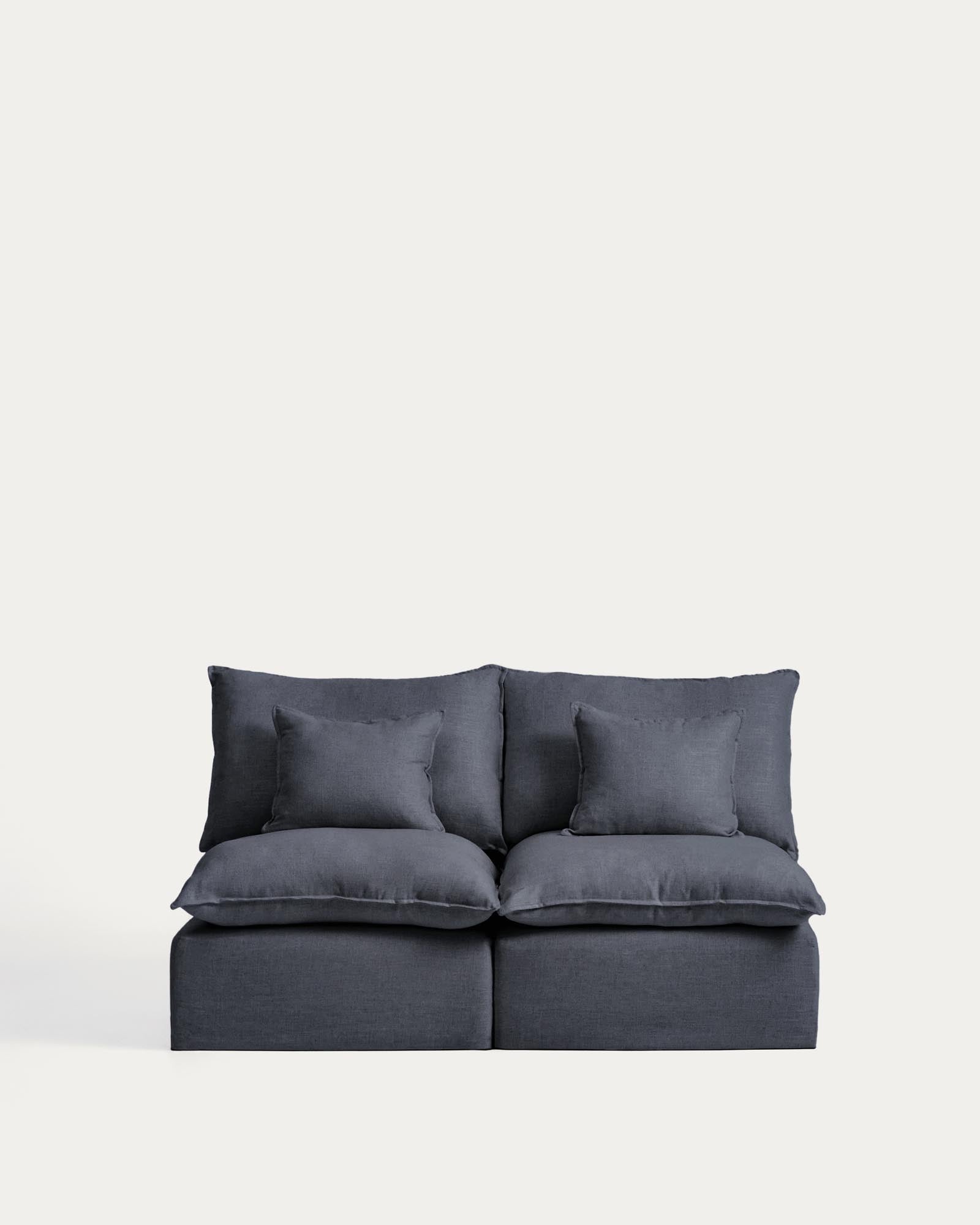 2-Sitzer-Modularsofa Anarela mit abnehmbarem Bezug aus Leinen und Viskose in Dunkelgrau, 180 cm, FSC Mix Credit in Dunkelgrau präsentiert im Onlineshop von KAQTU Design AG. 2er Sofa ist von Kave Home