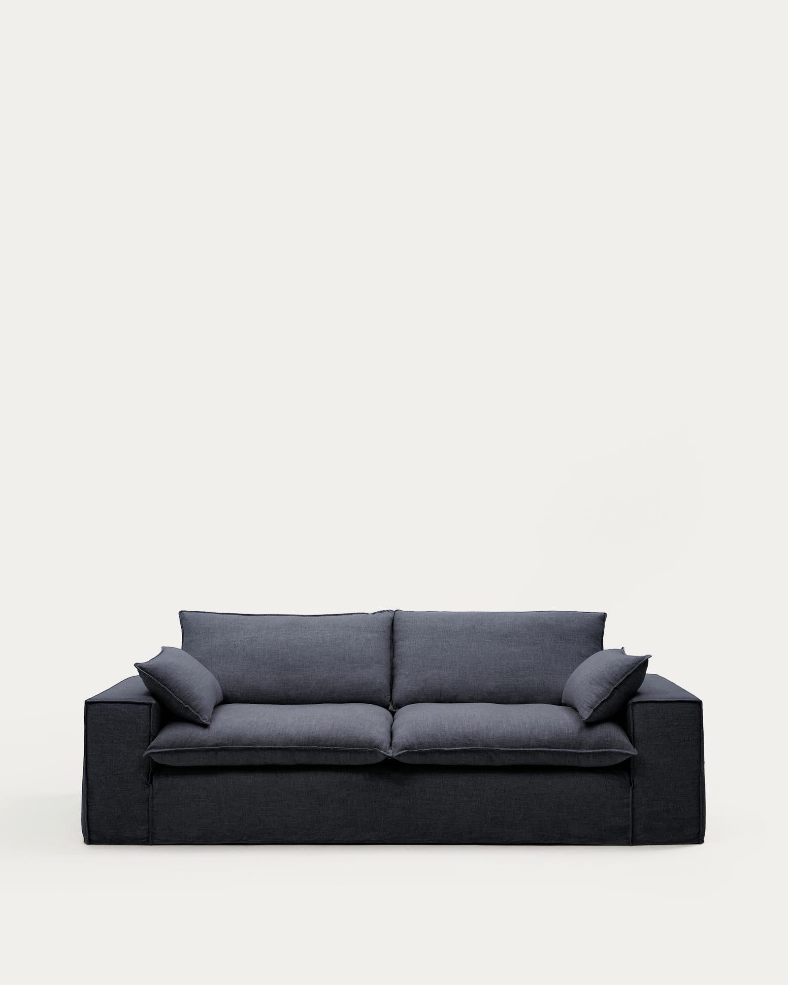 3-Sitzer-Sofa Anarela mit abnehmbarem Bezug aus Leinen und Viskose in Dunkelgrau, 280 cm, FSC Mix Credit in Dunkelgrau präsentiert im Onlineshop von KAQTU Design AG. 3er Sofa ist von Kave Home