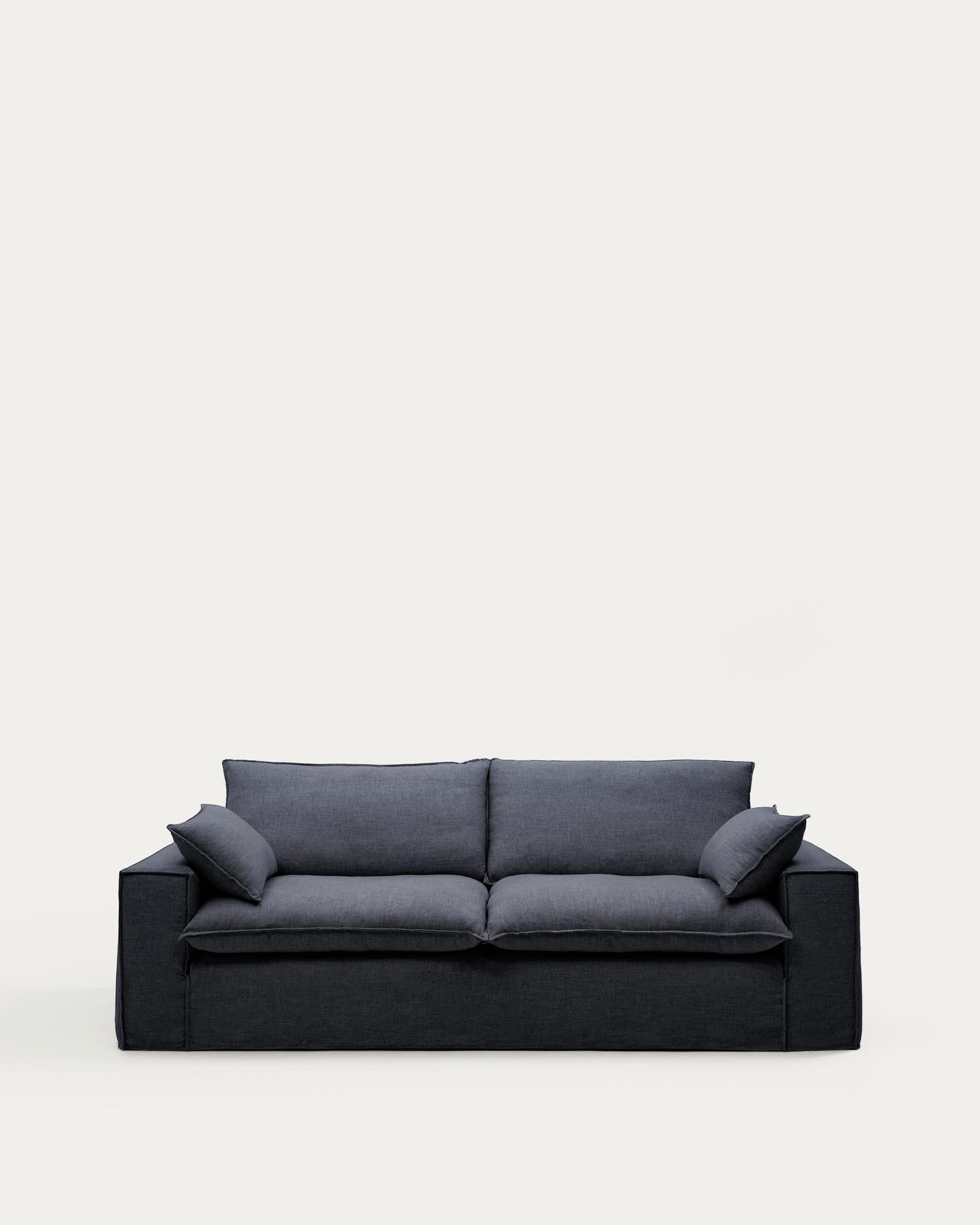 3-Sitzer-Sofa Anarela mit abnehmbarem Bezug aus Leinen und Viskose in Dunkelgrau, 260 cm, FSC Mix Credit in Dunkelgrau präsentiert im Onlineshop von KAQTU Design AG. 3er Sofa ist von Kave Home
