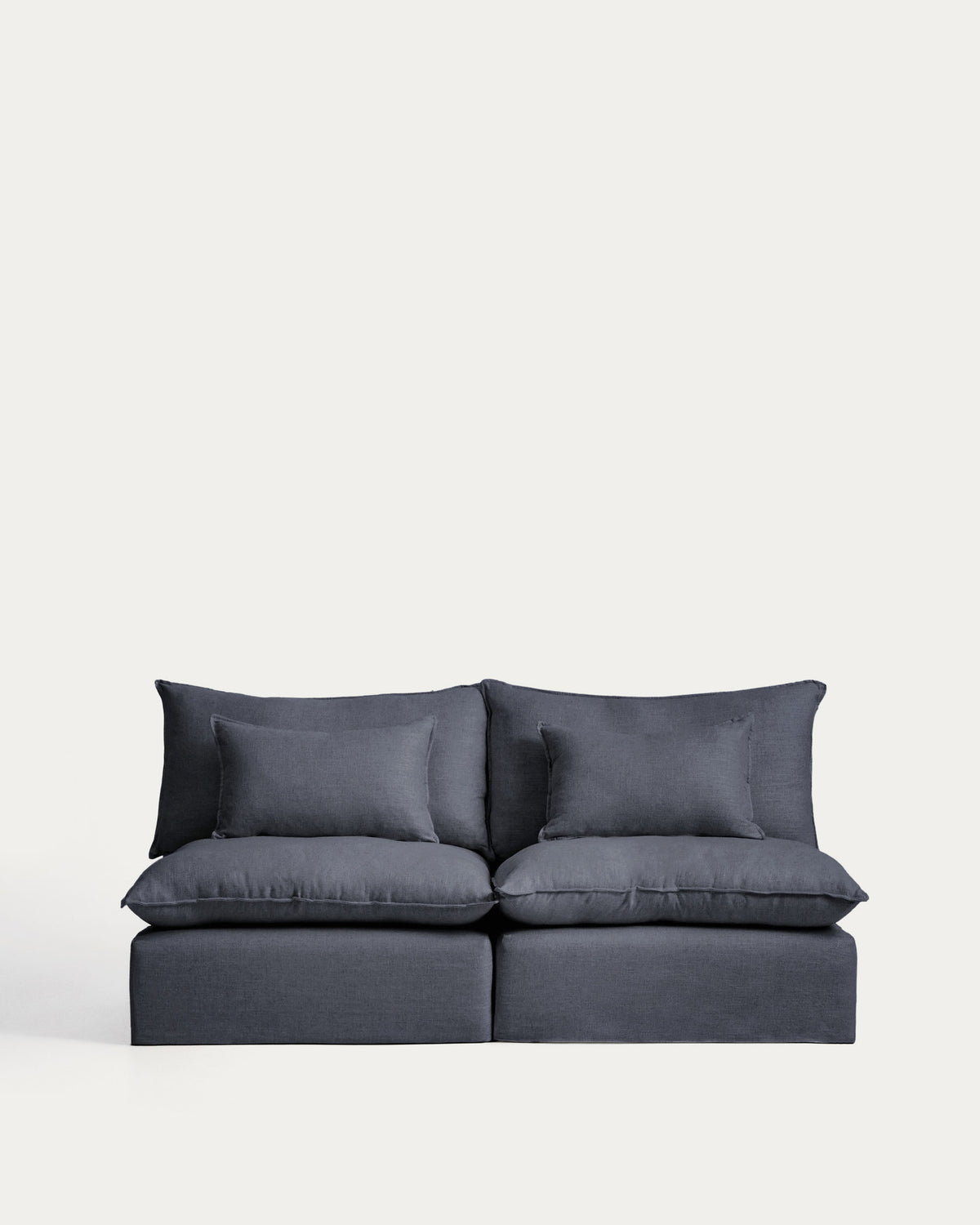 3-Sitzer-Modularsofa Anarela mit abnehmbarem Bezug aus Leinen und Viskose in Dunkelgrau, 220 cm, FSC Mix Credit in Dunkelgrau präsentiert im Onlineshop von KAQTU Design AG. 3er Sofa ist von Kave Home