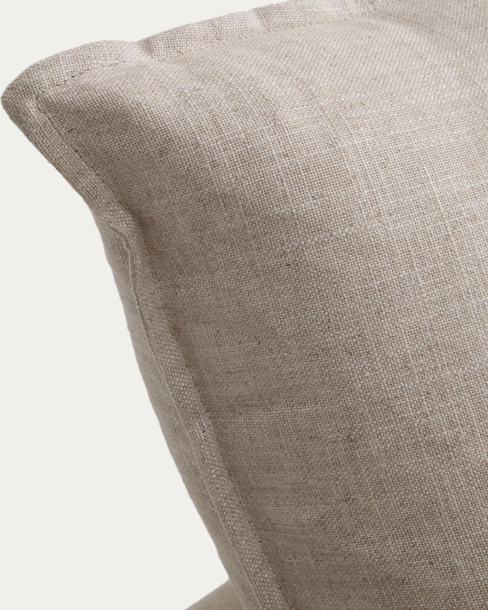 Beige modulares Ecksofa Anarela für 6 Personen, aus Leinen und Viskose, mit abnehmbarem Bezug, ideal für stilvolle Wohnzimmer.