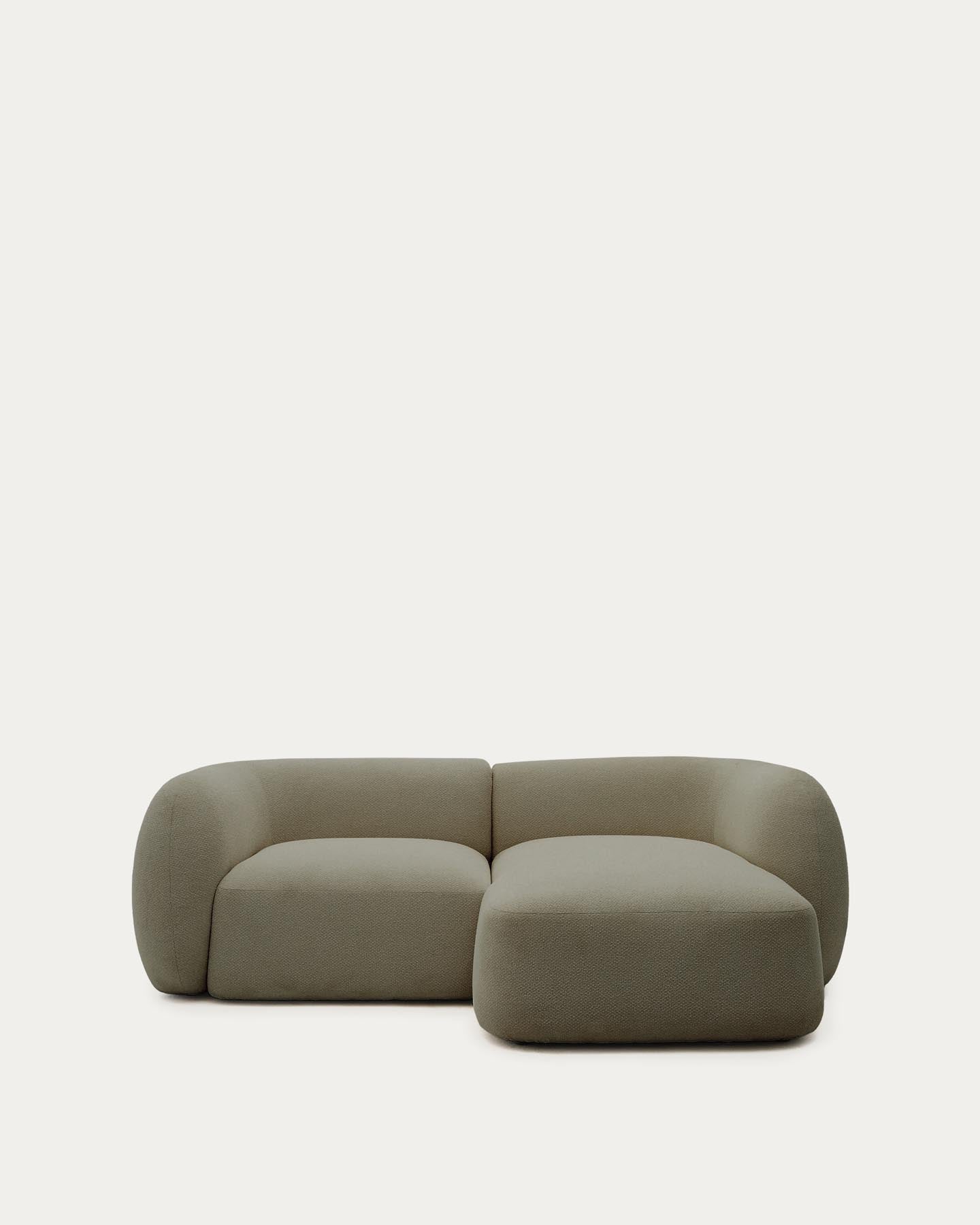 2-Sitzer-Modularsofa Martina mit Chenille und Chaiselongue rechts in Grün 230 cm in Grün präsentiert im Onlineshop von KAQTU Design AG. L-Sofa rechts ist von Kave Home