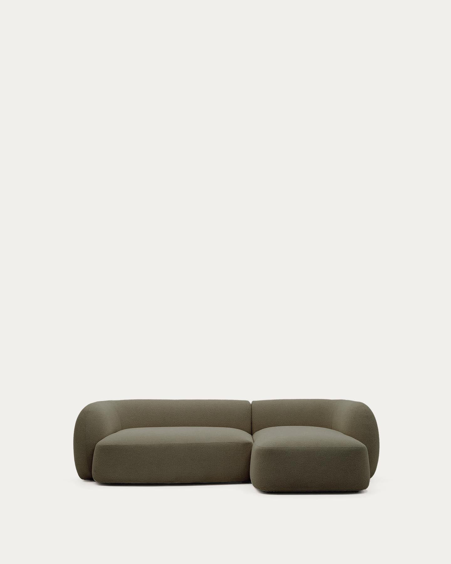 Schwer entflammbares 3-Sitzer-Modularsofa Martina mit Chenille und Chaiselongue rechts in Grün 287 cm in Grün präsentiert im Onlineshop von KAQTU Design AG. L-Sofa rechts ist von Kave Home