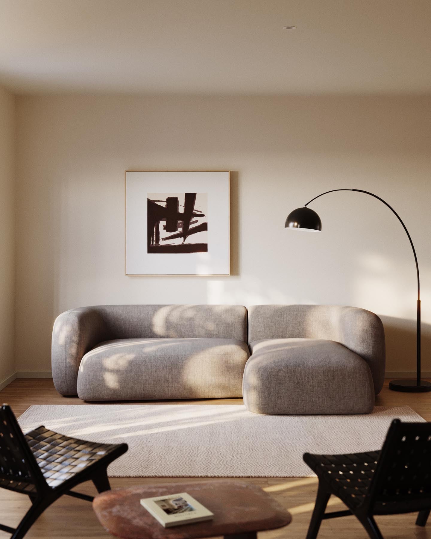3-Sitzer-Modularsofa Martina mit Chenille und Chaiselongue rechts in Steinton 287 cm in Steinfarben präsentiert im Onlineshop von KAQTU Design AG. L-Sofa rechts ist von Kave Home