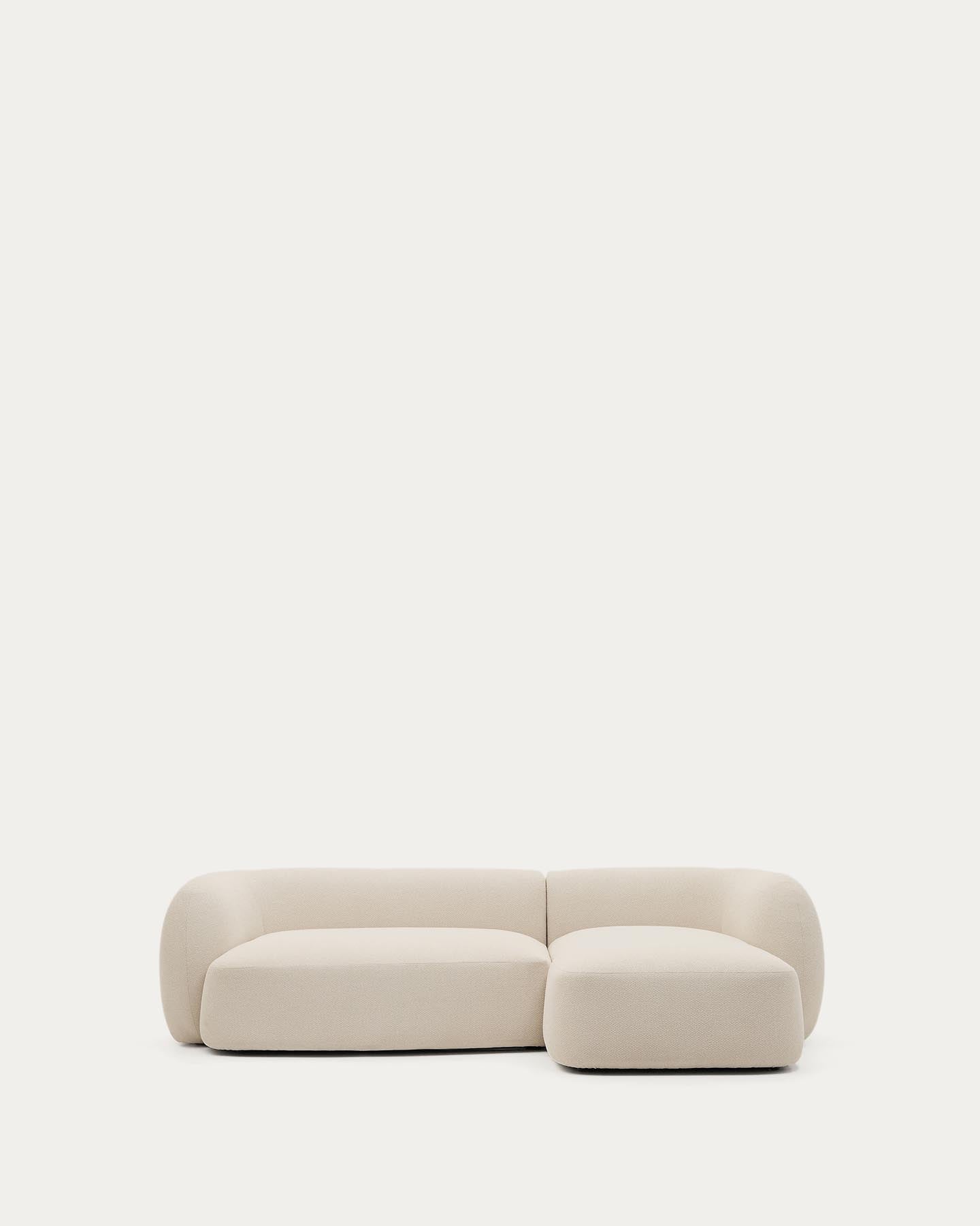 Schwer entflammbares 3-Sitzer-Modularsofa Martina mit Chenille und Chaiselongue rechts in Ecru 287 cm in Ecru präsentiert im Onlineshop von KAQTU Design AG. L-Sofa rechts ist von Kave Home