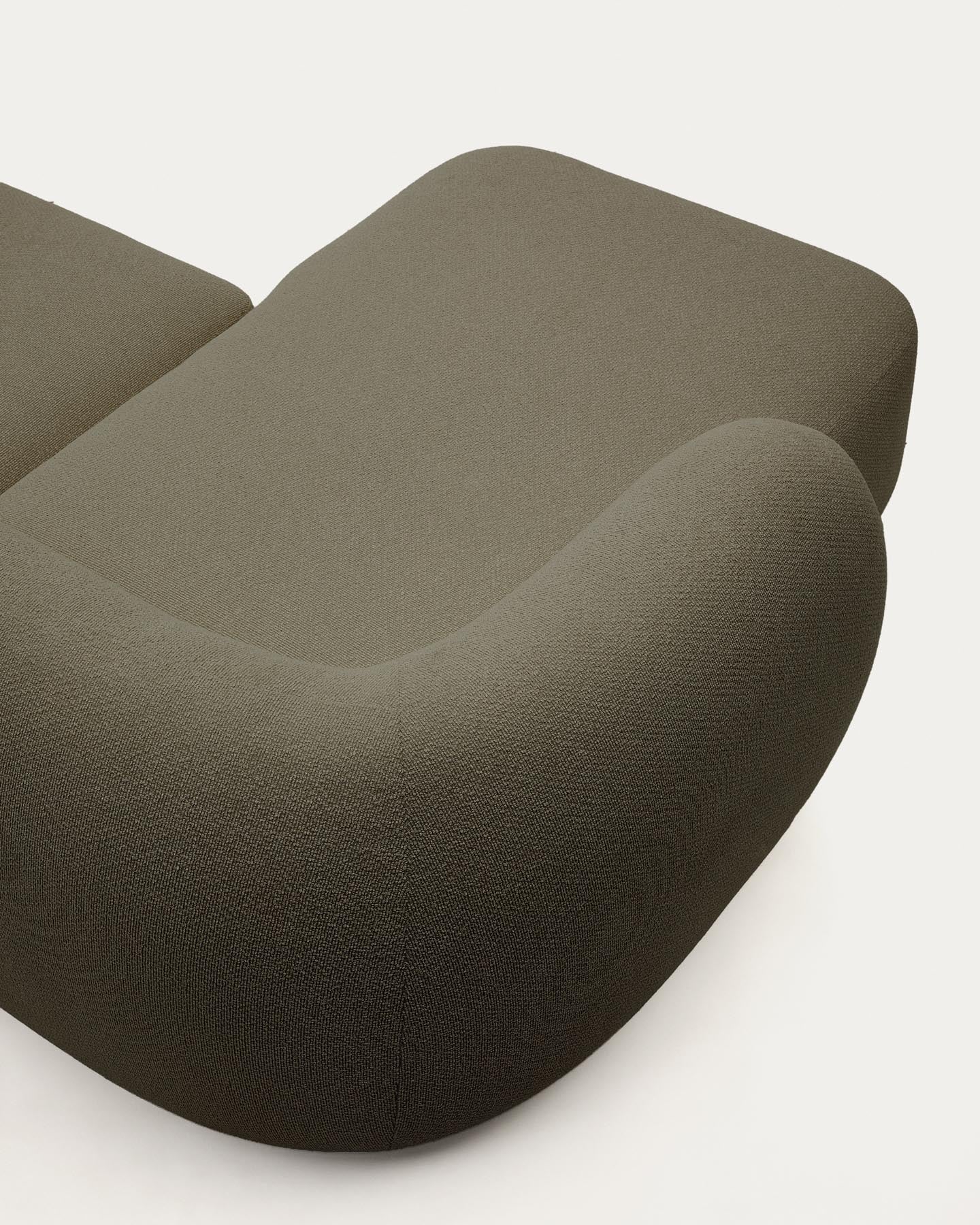 Schwer entflammbares 3-Sitzer-Modularsofa Martina mit grüner Chenille und Chaiselongue links 287 cm in Grün präsentiert im Onlineshop von KAQTU Design AG. L-Sofa links ist von Kave Home