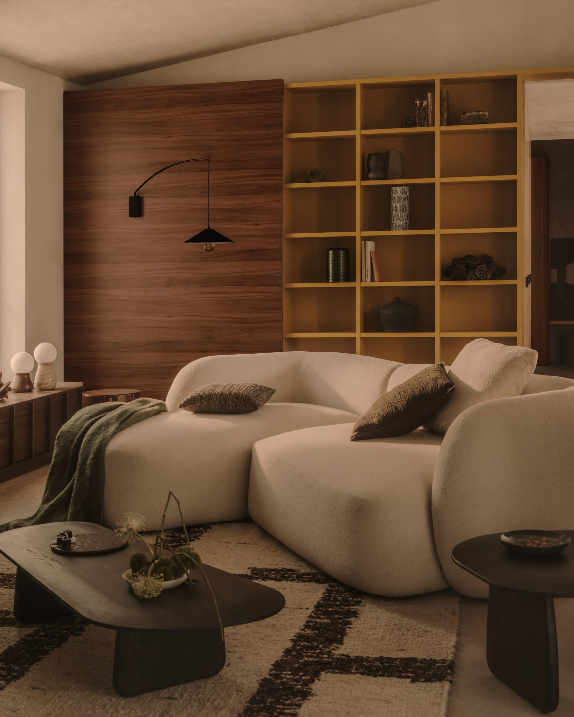 Martina 3-Sitzer-Sofa, modular, Chenille Écru, 287 cm, linke Chaiselongue, elegantes Design, ideal für modernes Wohnen.