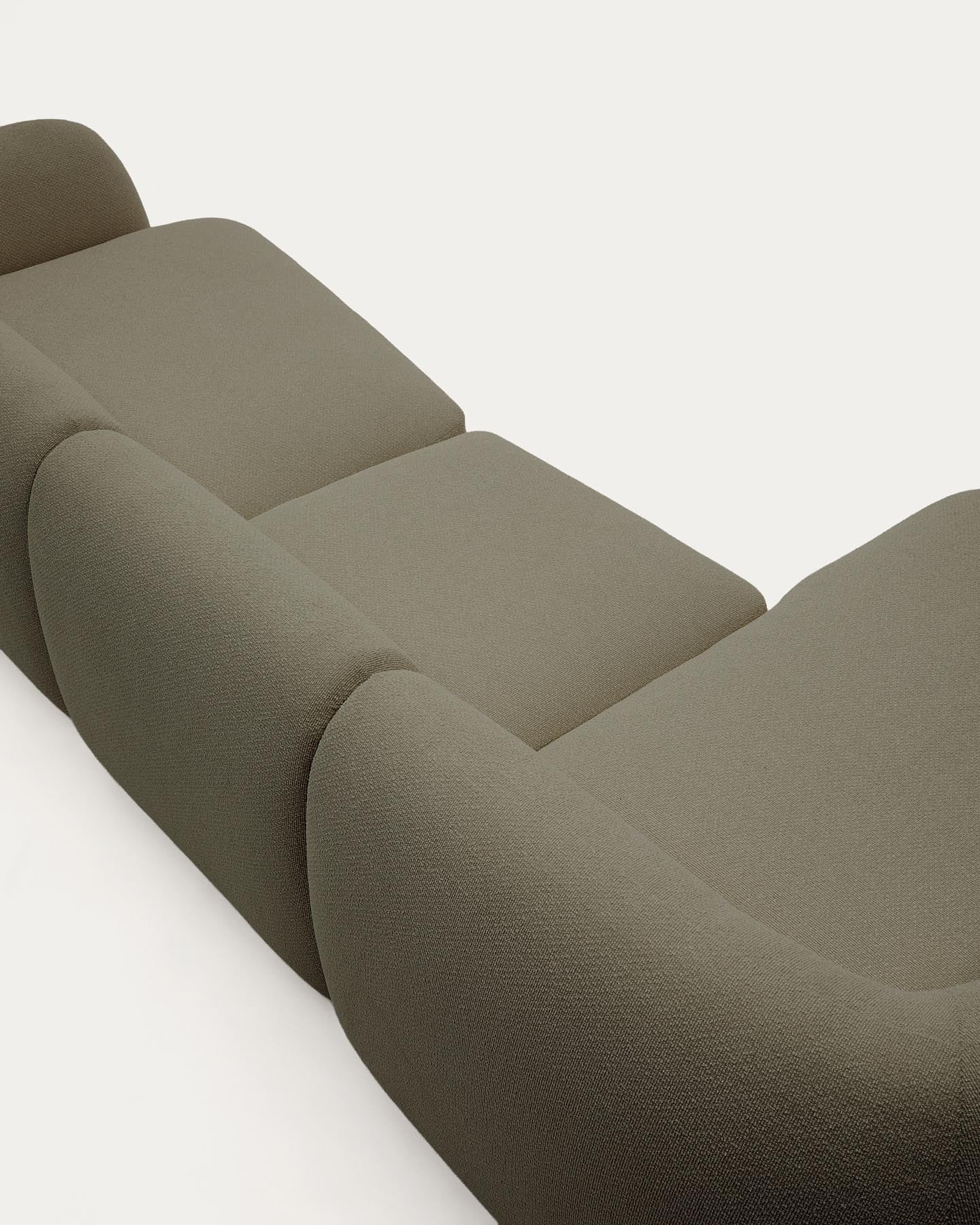 4-Sitzer-Modularsofa Martina mit Chenille und Chaiselongue links in Grün 377 cm in Grün präsentiert im Onlineshop von KAQTU Design AG. L-Sofa rechts ist von Kave Home