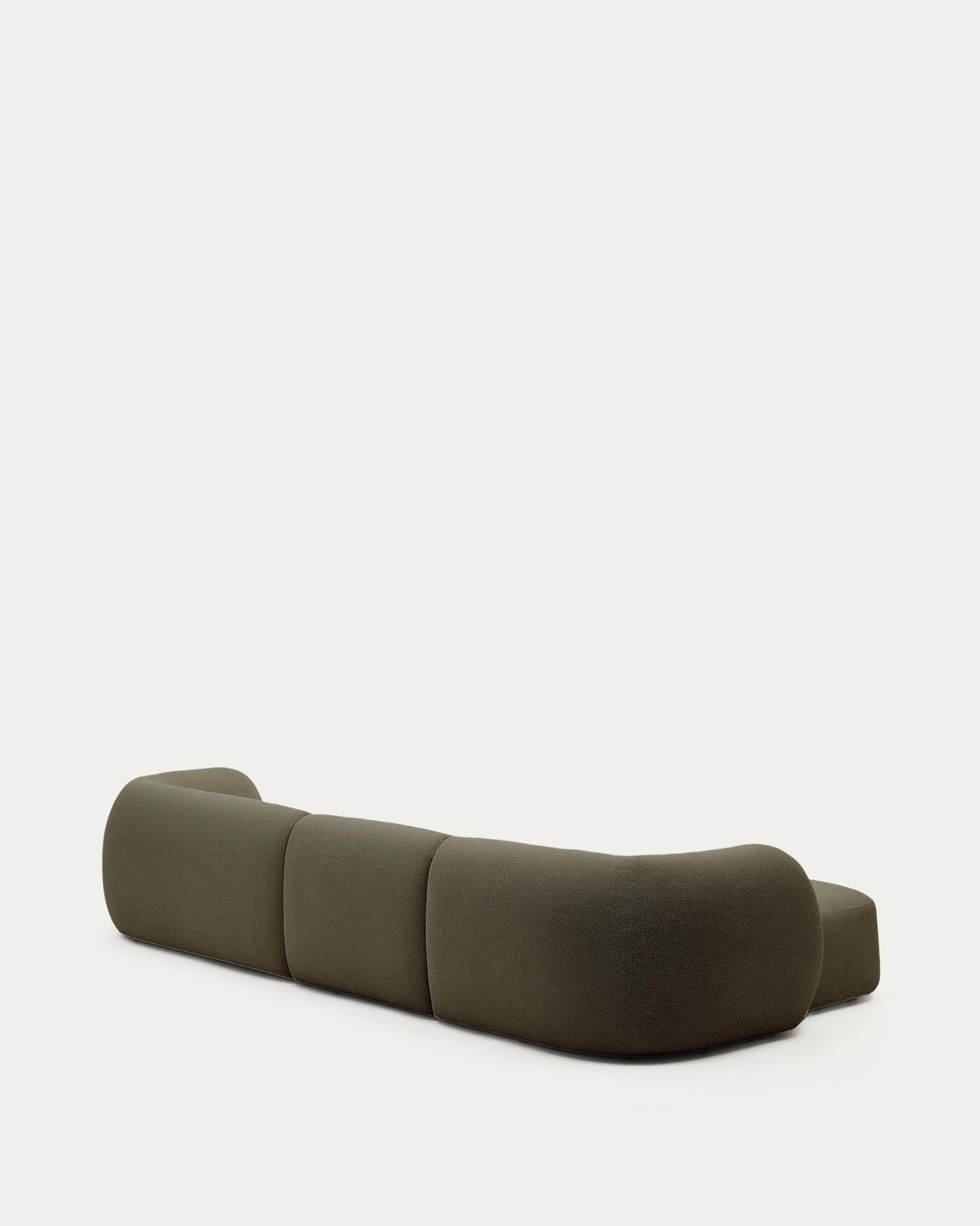 4-Sitzer-Modularsofa Martina mit Chenille und Chaiselongue links in Grün 377 cm in Grün präsentiert im Onlineshop von KAQTU Design AG. L-Sofa rechts ist von Kave Home
