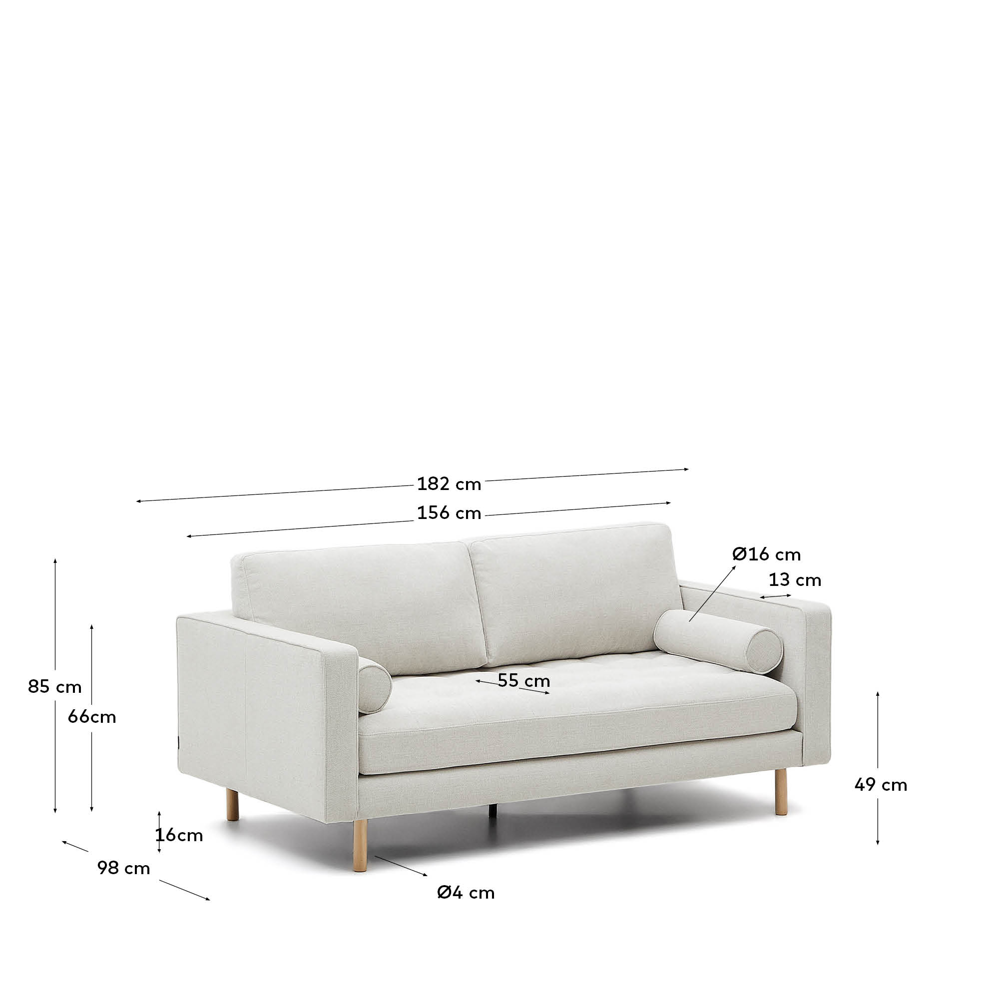 Erleben Sie das Debra 2-Sitzer-Sofa von Kave Home: Luxuriöser Chenille-Bezug, natürliche Holzbeine und modernes Mid-Century-Design für Ihr Zuhause.