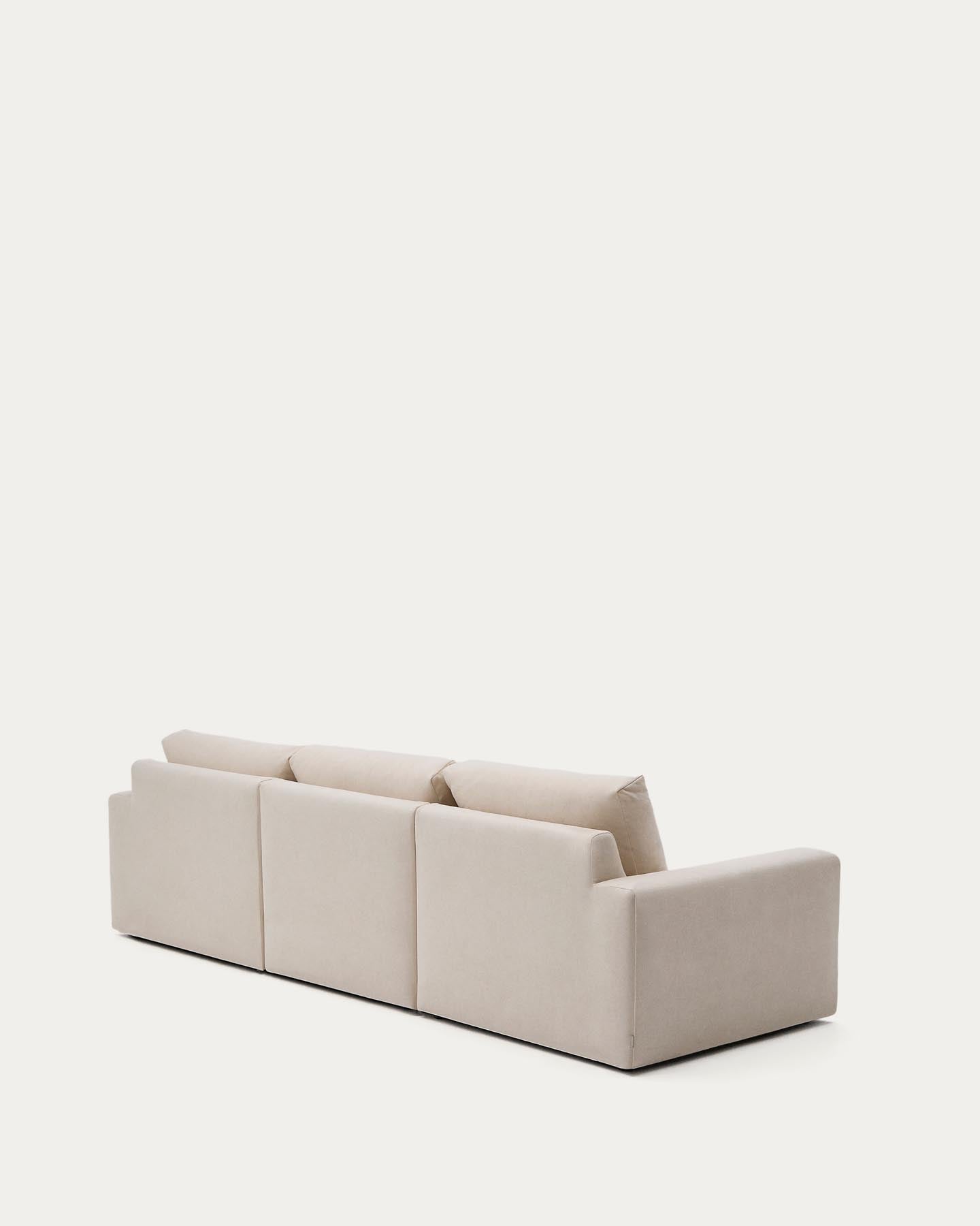 Modulares Sofa Alea für 4 Personen mit abnehmbarem Bezug aus Chenille mit Chaiselongue rechts in Beige, 310 cm in Beige präsentiert im Onlineshop von KAQTU Design AG. 3er Sofa ist von Kave Home