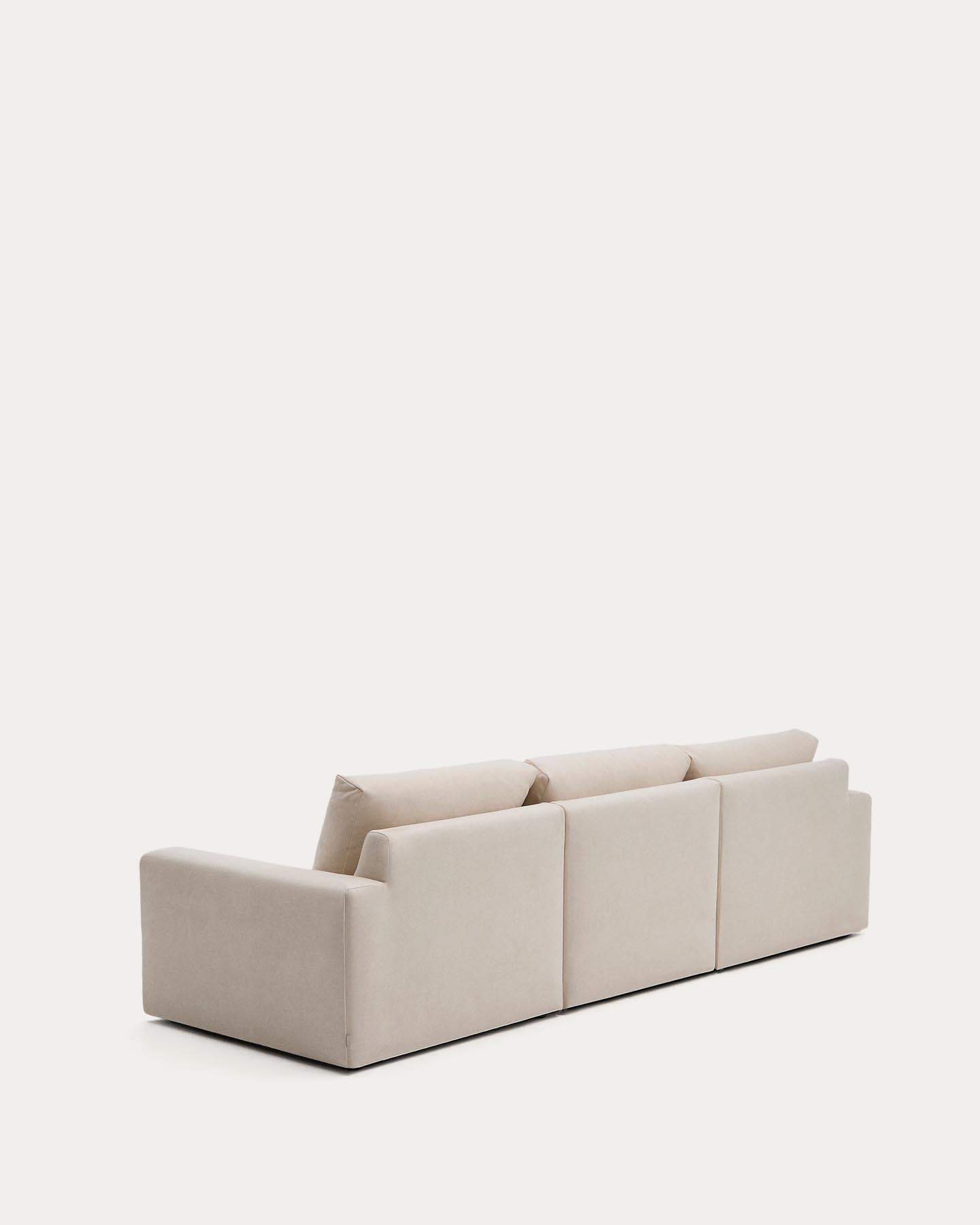 Modulares Sofa Alea für 4 Personen mit abnehmbarem Bezug aus Chenille mit Chaiselongue links in Beige, 310 cm in Beige präsentiert im Onlineshop von KAQTU Design AG. 3er Sofa ist von Kave Home