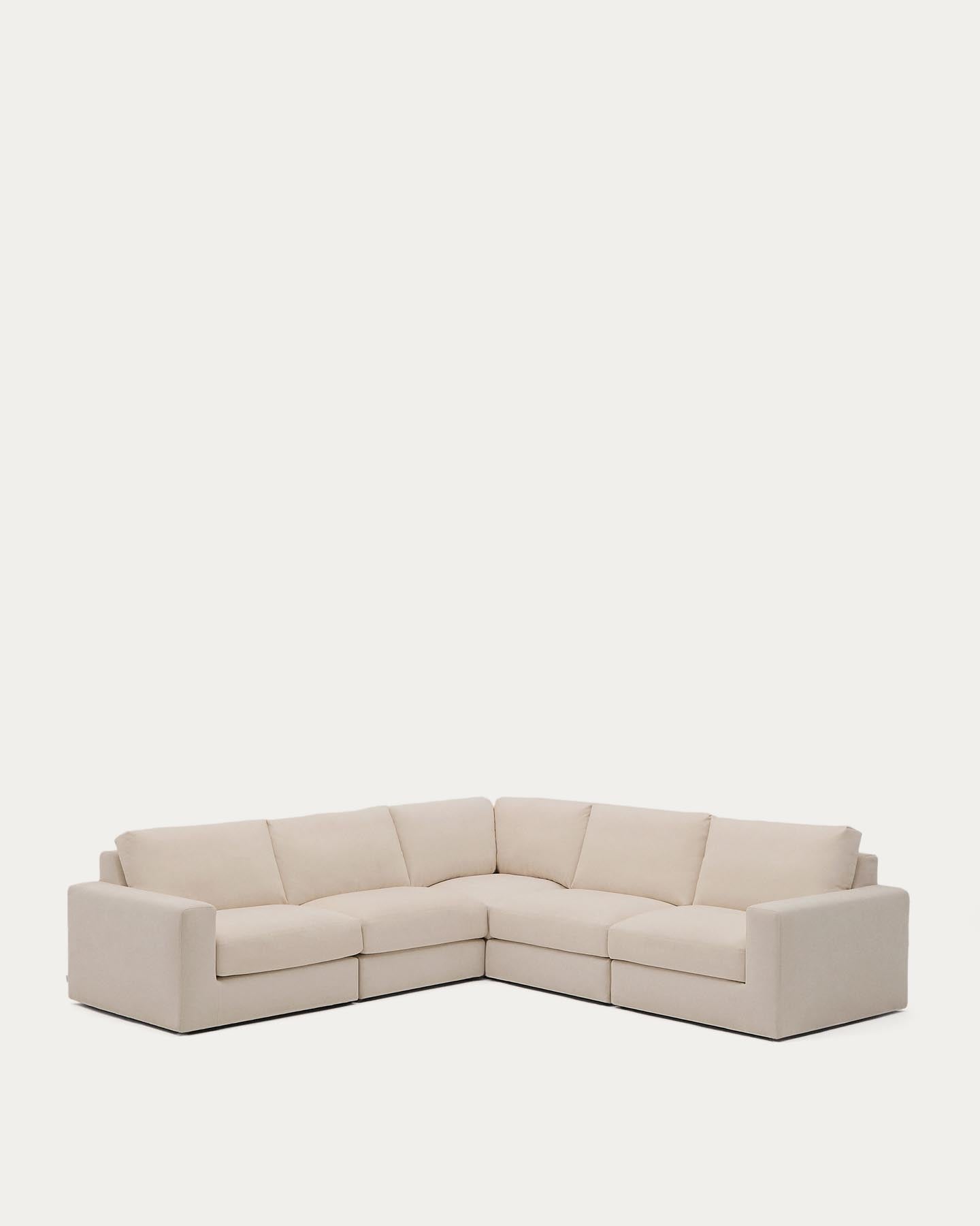 Modulares 5-Sitzer-Ecksofa Alea mit Bezug aus Chenille in Beige, 310 x 310 cm in Beige präsentiert im Onlineshop von KAQTU Design AG. 3er Sofa ist von Kave Home