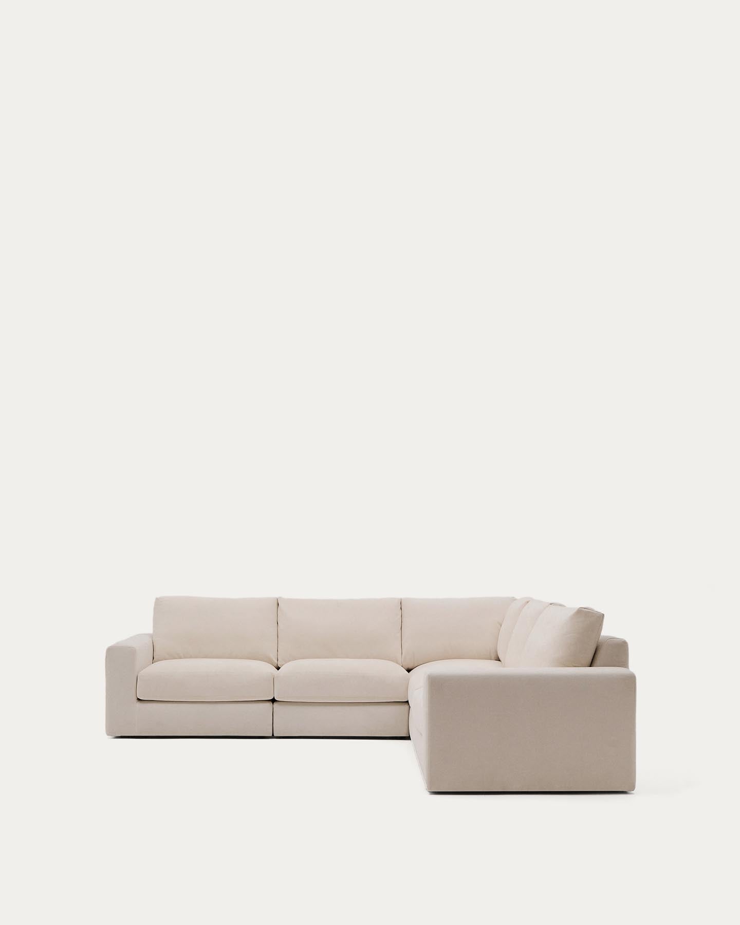 Modulares 5-Sitzer-Ecksofa Alea mit Bezug aus Chenille in Beige, 310 x 310 cm in Beige präsentiert im Onlineshop von KAQTU Design AG. 3er Sofa ist von Kave Home