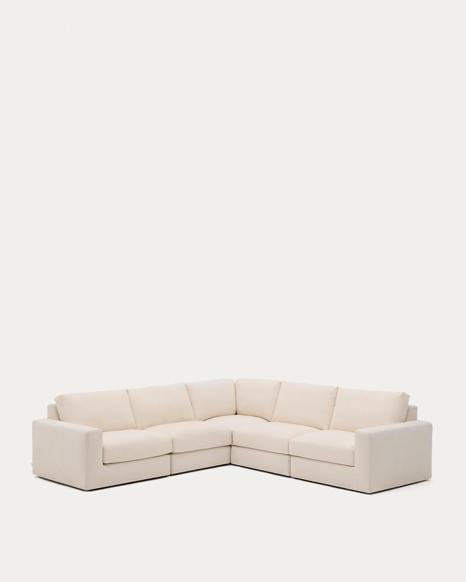 Modulares 5-Sitzer-Ecksofa Alea mit Bezug aus Chenille in Ecru, 310 x 310 cm in Ecru präsentiert im Onlineshop von KAQTU Design AG. Ecksofa ist von Kave Home