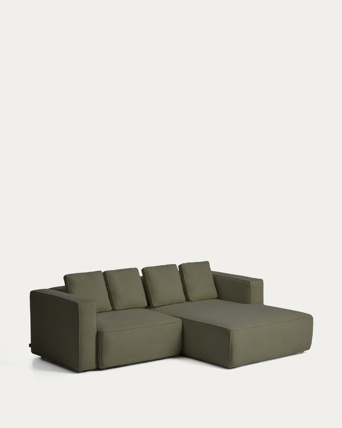 Dunkelgrünes Bettsofa Marela mit Chaiselongue rechts, Stoffbezug, Armlehnen, schwarze Beine