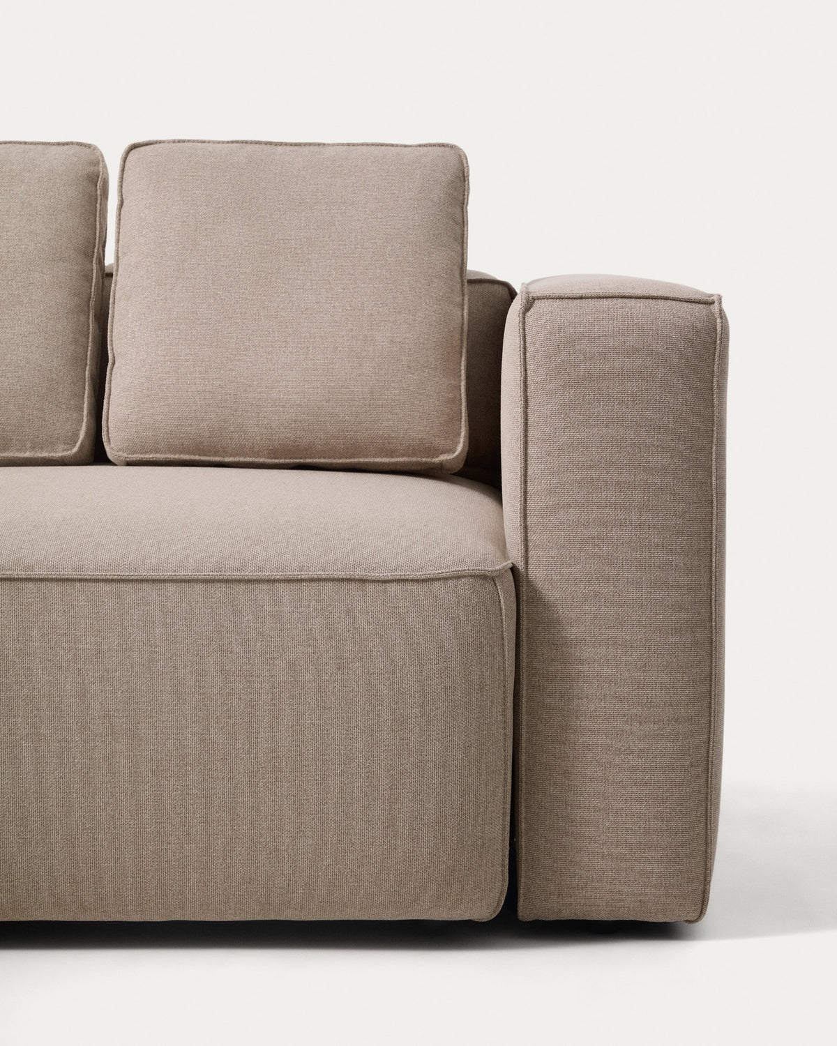 Beiges 3-Sitzer Bettsofa Marela mit Chaiselongue links, Gewebebezug, Armlehnen, schwarze Beine