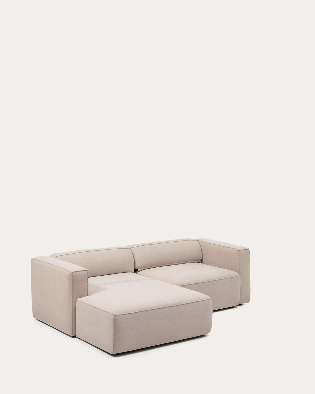 Beiges 3-Sitzer Bettsofa Marela mit Chaiselongue links, Gewebebezug, Armlehnen, schwarze Beine