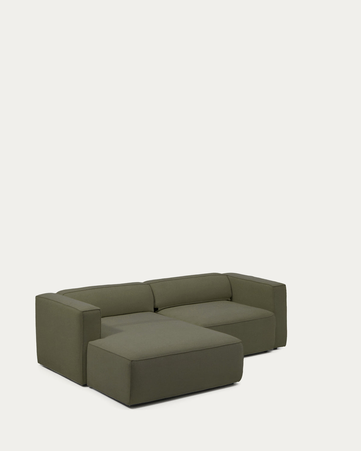 Dunkelgrünes Bettsofa Marela mit Chaiselongue links, Gewebebezug und schwarzen Beinen