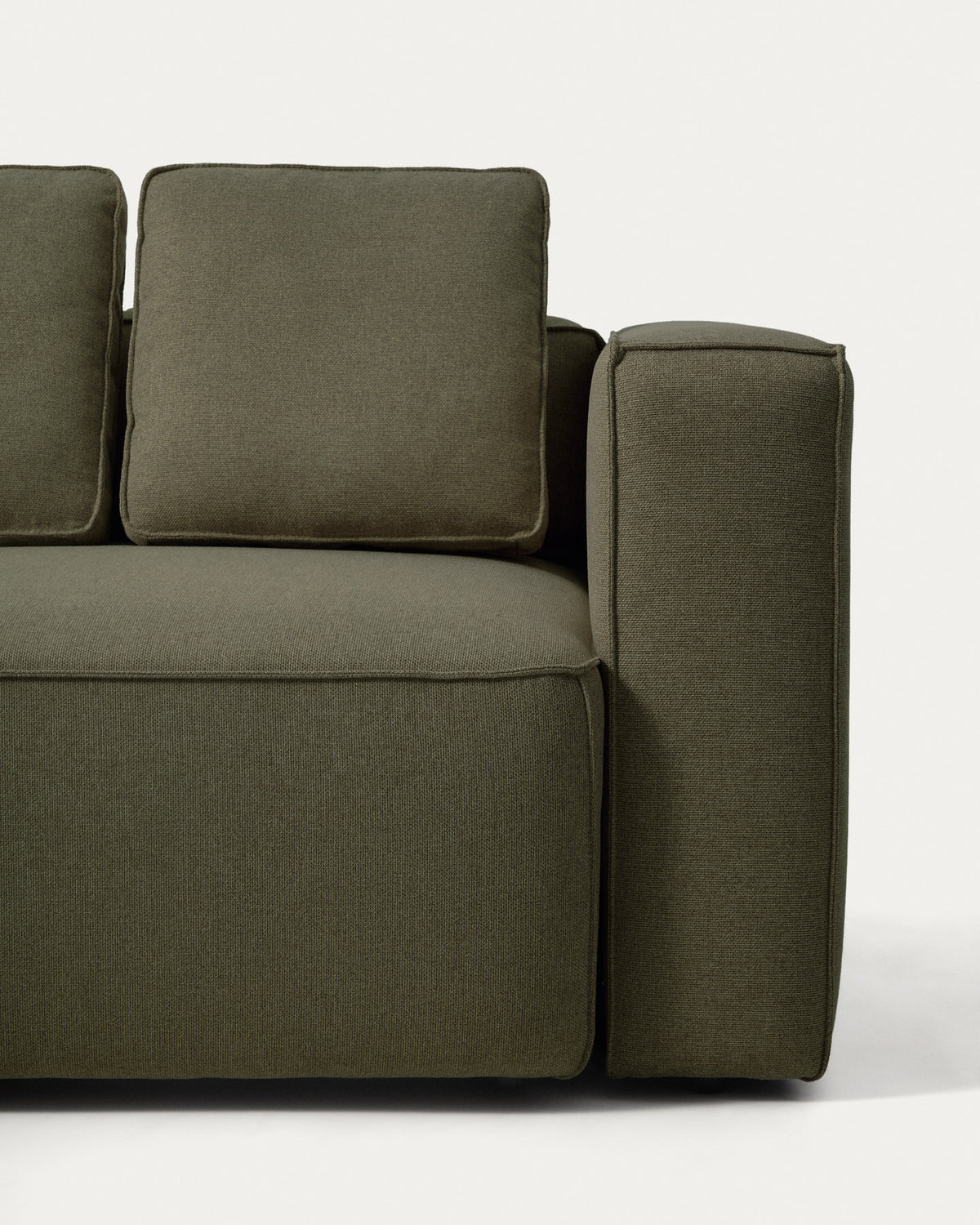Dunkelgrünes Bettsofa Marela mit Chaiselongue links, Gewebebezug und schwarzen Beinen