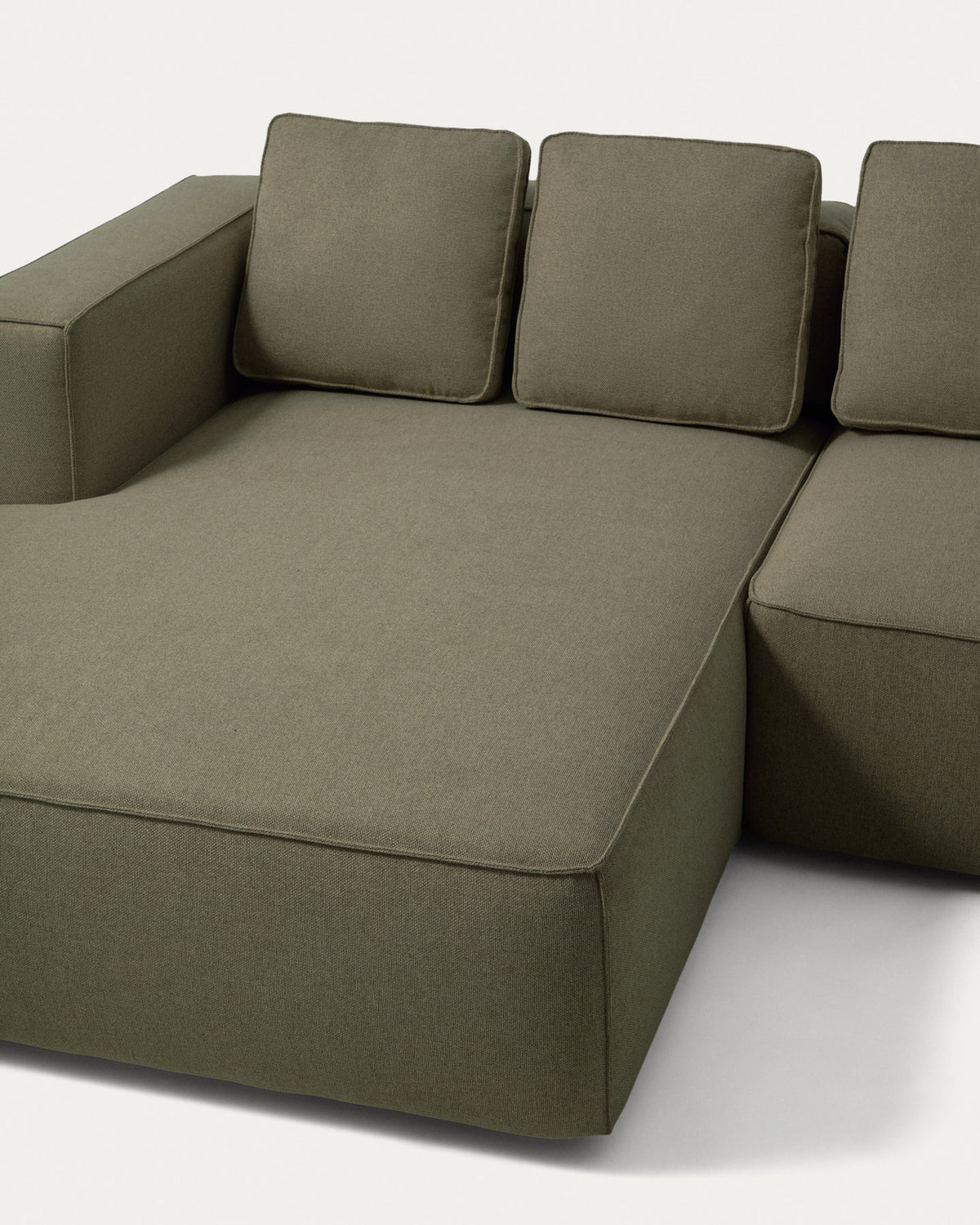 Dunkelgrünes Bettsofa Marela mit Chaiselongue links, Gewebebezug, Armlehnen, schwarze Beine