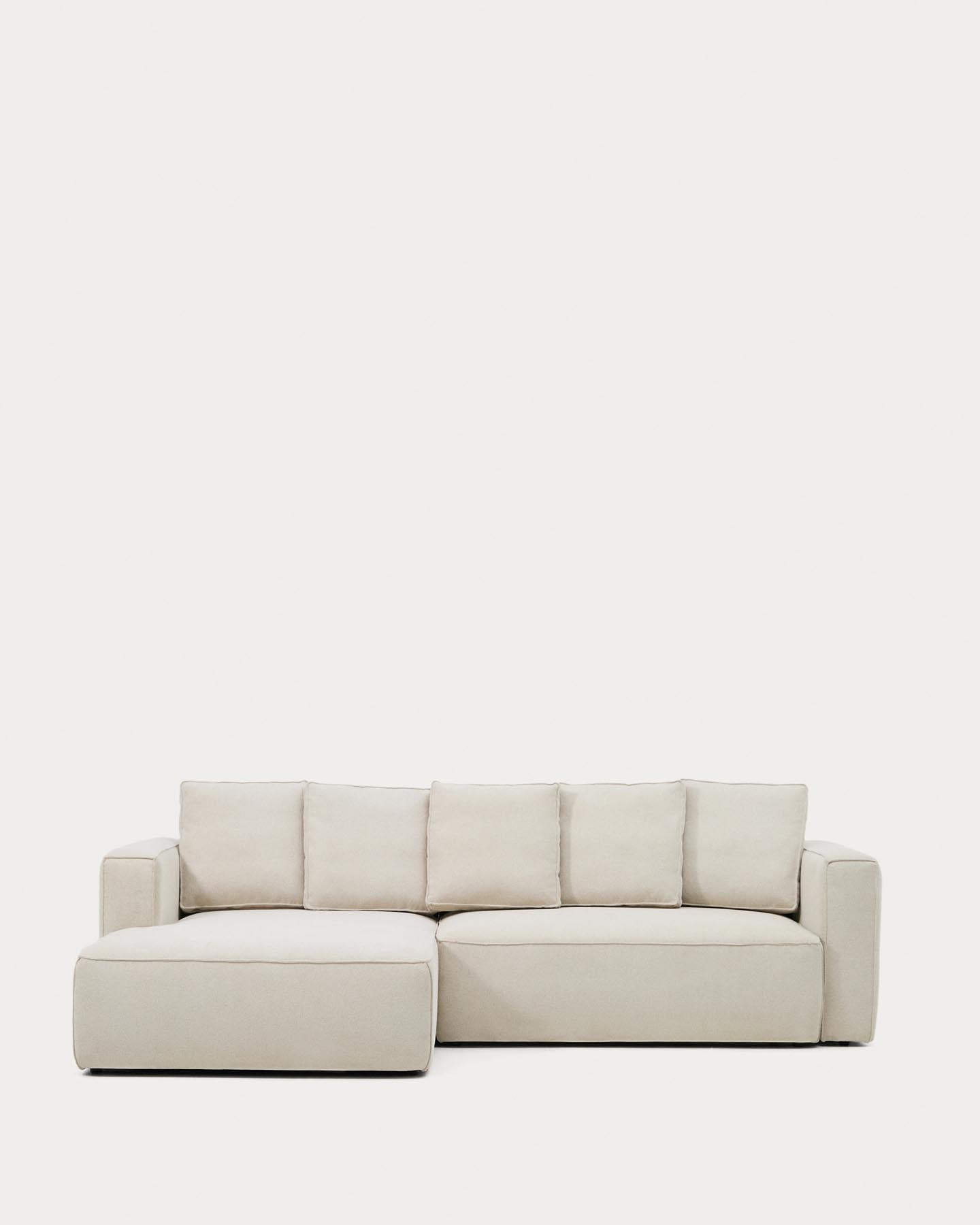 3-Sitzer Bettsofa Marela mit Chaiselongue links in beiger Chenille, 276 cm, FSC Mix Credit in Beige präsentiert im Onlineshop von KAQTU Design AG. Bettsofa ist von Kave Home