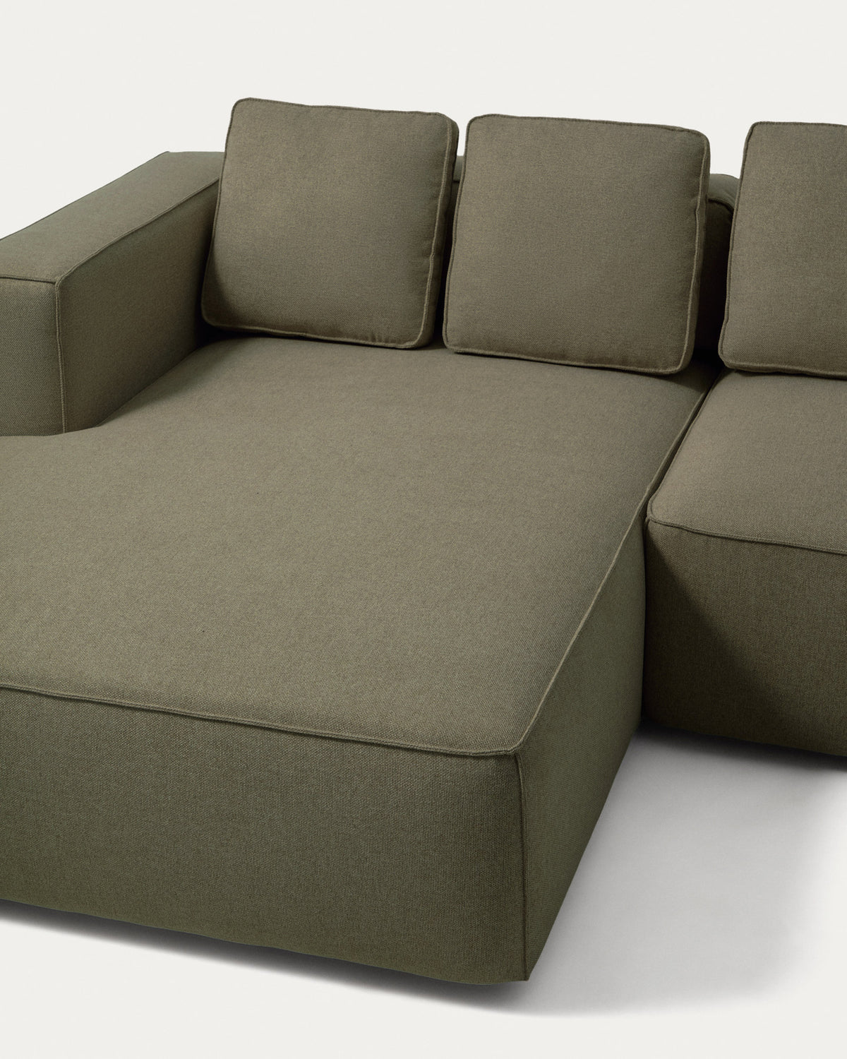 Dunkelgrünes Bettsofa Marela mit Chaiselongue links, Stoffbezug und schwarzen Beinen