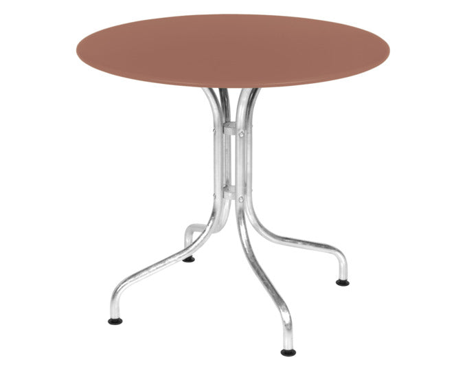 Entdecken Sie den eleganten Metalltisch St. Moritz ø 80 von Schaffner – perfekt für Ihre Terrasse oder den Garten.