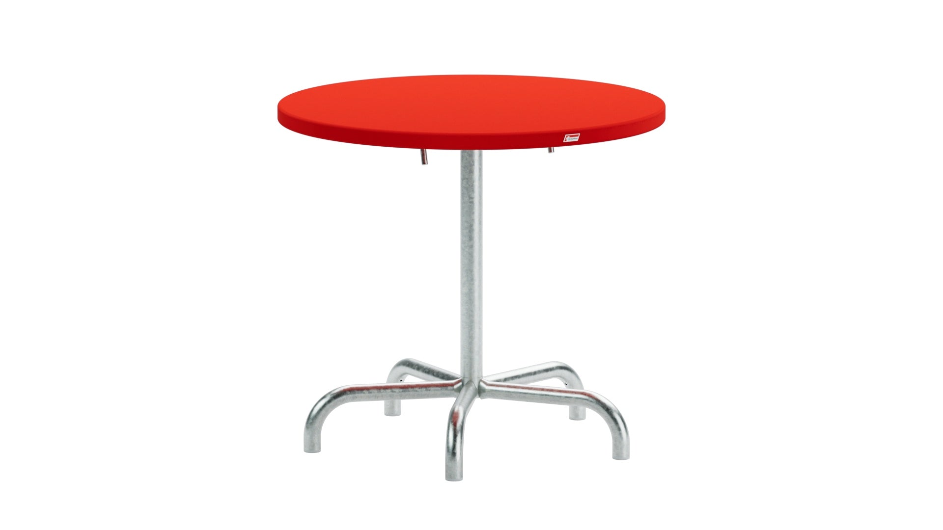Eleganter klappbarer Gartentisch Säntis aus Metall mit einem Durchmesser von 80 cm – ideal für gemütliche Stunden im Freien, wetterbeständig und praktisch.