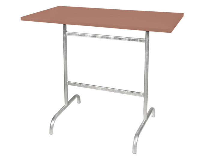 Hochwertiger, klappbarer Säntis Metall-Stehtisch 130x70/110 cm für den Outdoor-Bereich, wetterfest, rostfrei, langlebig, einfach zu transportieren und ideal für Garten, Terrasse oder Events.