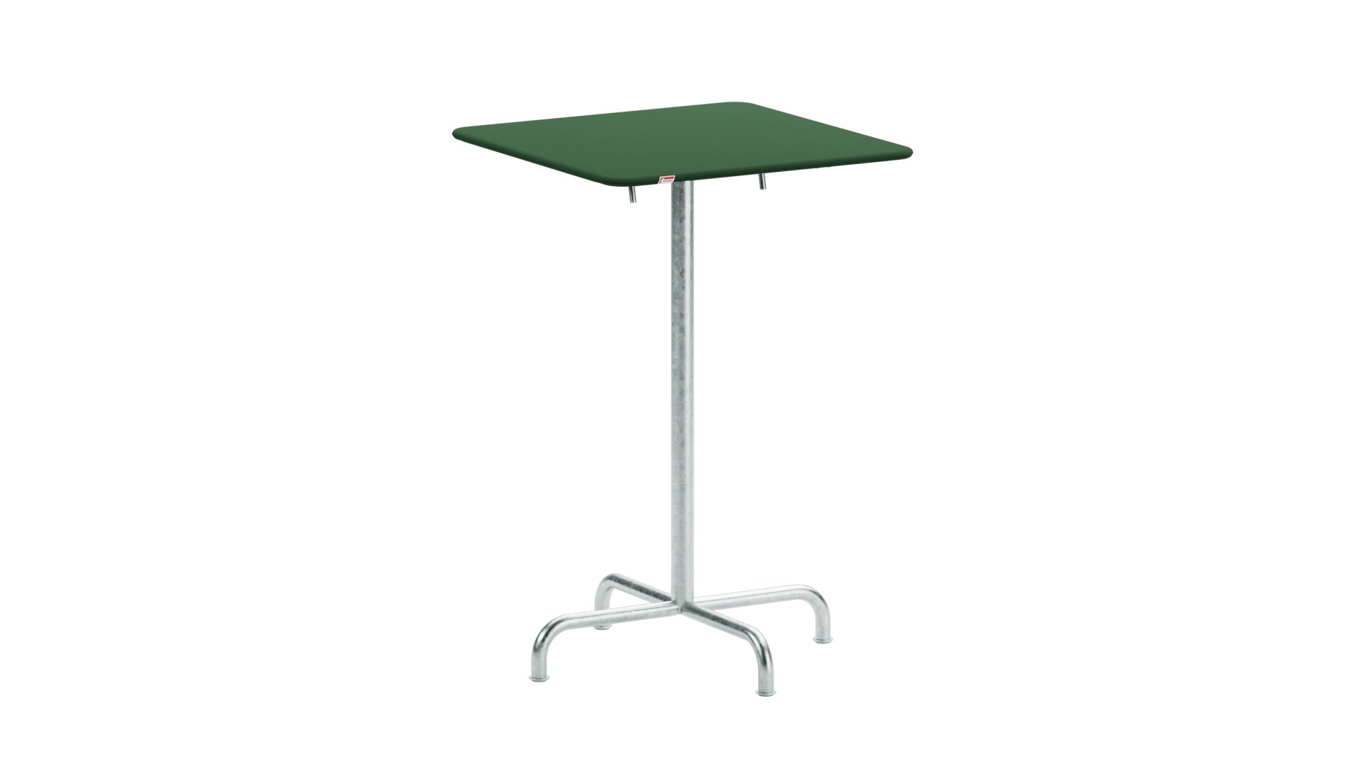 Robuster, wetterfester Rigi Metall-Stehtisch outdoor 70x70/110 cm, klappbar, stabil und langlebig – ideal für Garten, Terrasse und Events. Schweizer Qualität.