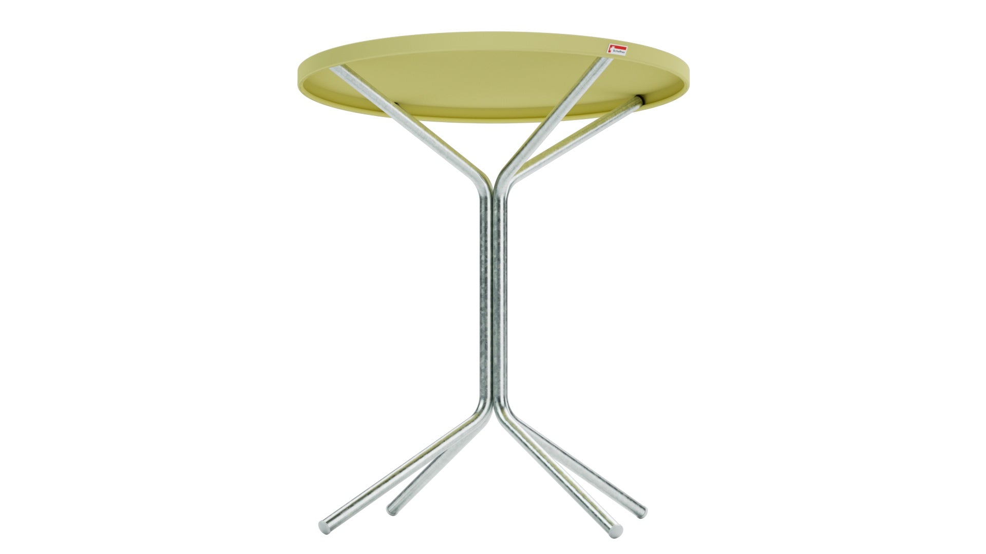 PIX Metall-Gartentisch ø60 / 70 in Buchsbaumgelb präsentiert im Onlineshop von KAQTU Design AG. Gartentisch ist von Schaffner