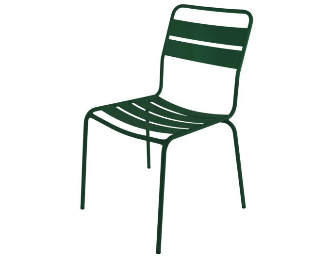 Eleganter Ganzmetall-Gartenstuhl Glarus ohne Armlehnen, ideal für stilvolle Außenbereiche und komfortable Sitzgelegenheiten im Garten.