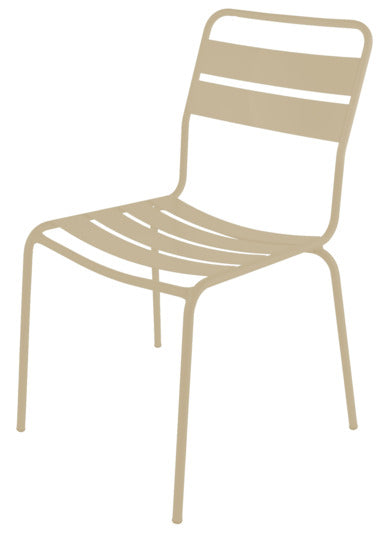Eleganter Ganzmetall-Gartenstuhl Glarus von Schaffner, ideal für Garten und Terrasse, vereint Stil und Funktionalität ohne Armlehnen.