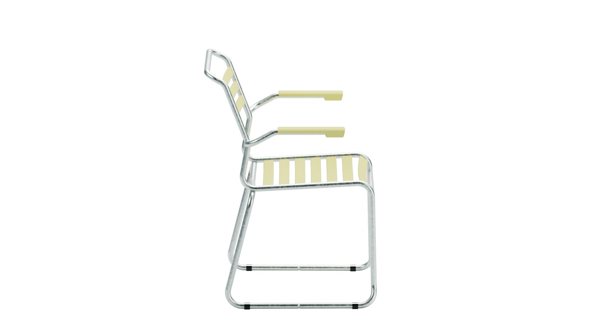 Säntis Lättli-Gartenstuhl mit Armlehne Kufen in Buchsbaumgelb präsentiert im Onlineshop von KAQTU Design AG. Gartenstuhl mit Armlehnen ist von Schaffner