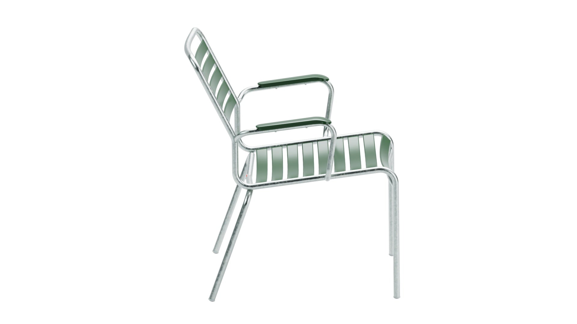 Rigi Lättli-Salonsessel mit Armlehne in Tannengrün präsentiert im Onlineshop von KAQTU Design AG. Gartenstuhl mit Armlehnen ist von Schaffner