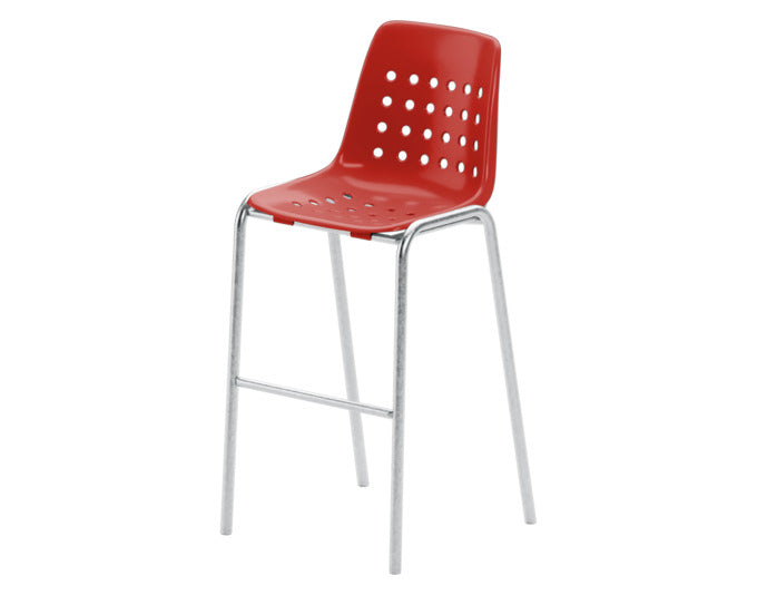 Bermuda Schalen-Barstuhl ohne Armlehne in Rot präsentiert im Onlineshop von KAQTU Design AG. Outdoor-Barstuhl ist von Schaffner