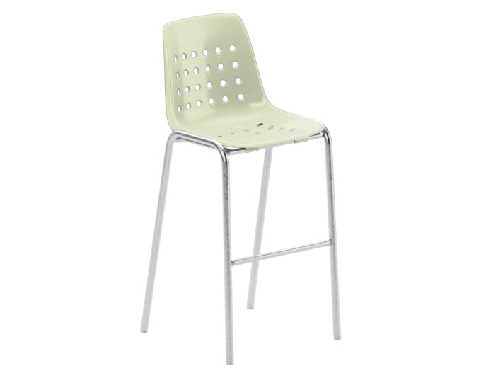 Bermuda Schalen-Barstuhl ohne Armlehne in Pastellgrün präsentiert im Onlineshop von KAQTU Design AG. Outdoor-Barstuhl ist von Schaffner