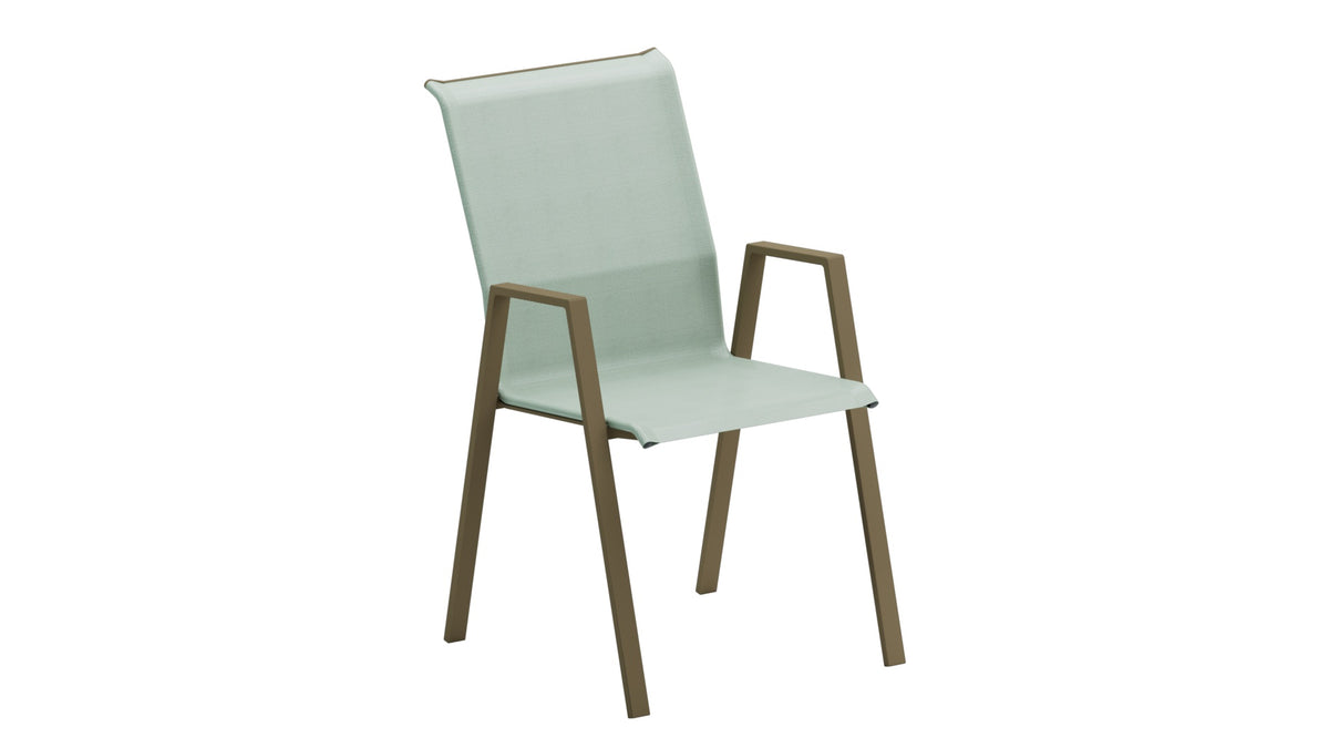 Luzern Textil-Sessel mit Armlehne Comfort in Cremegrün präsentiert im Onlineshop von KAQTU Design AG. Gartenstuhl ist von Schaffner