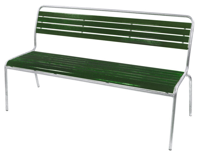 Rigi Holzlatten-3er-Gartenbank ohne Armlehne in Tannengrün / Feuerverzinkt präsentiert im Onlineshop von KAQTU Design AG. Gartenbank ist von Schaffner