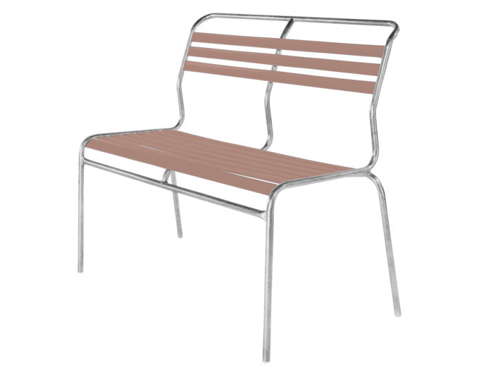 Elegante Säntis Lättli-2er Gartenbank ohne Armlehne aus robustem, wetterfestem Stahl – perfekt für Terrasse, Balkon und Garten, langlebig und pflegeleicht.