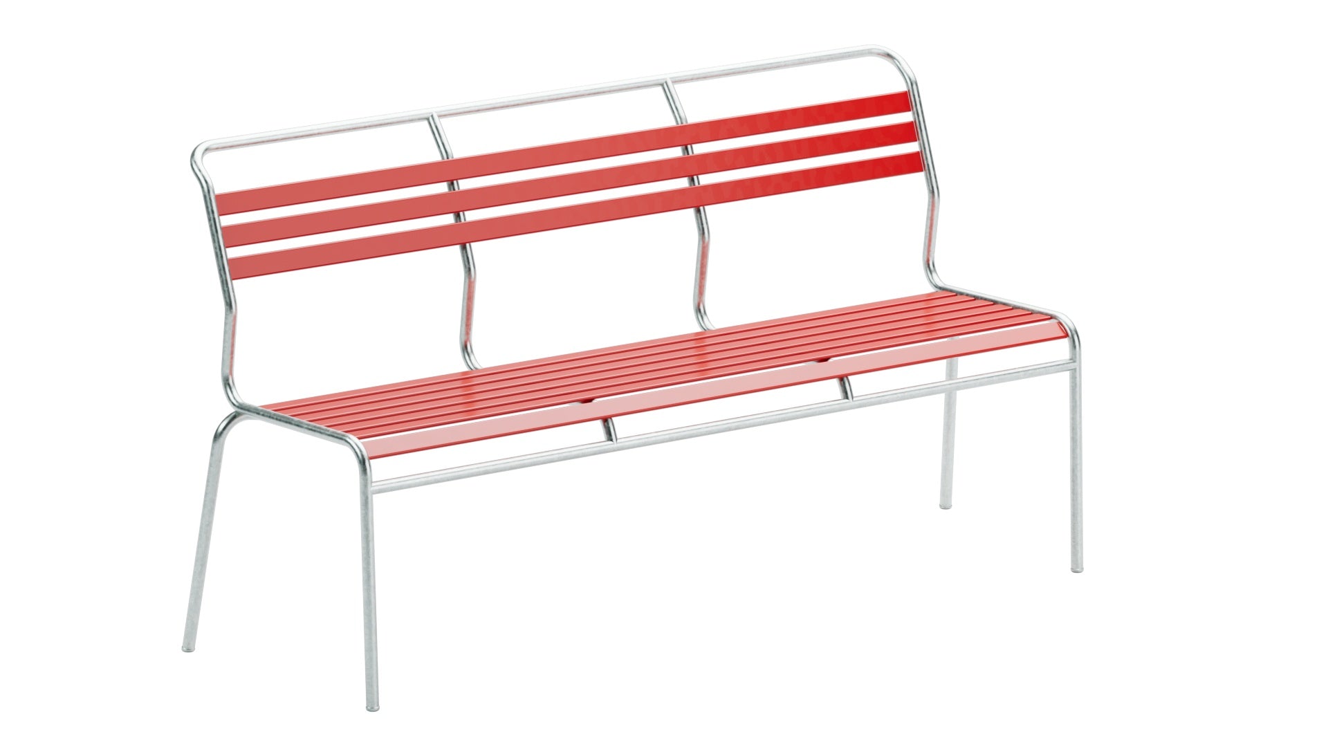 Moderne Säntis Lättli-3er Gartenbank ohne Armlehnen, gefertigt aus langlebigem Metall und umweltfreundlichem OceanYarn®. Perfekt für entspannte Stunden im Freien.